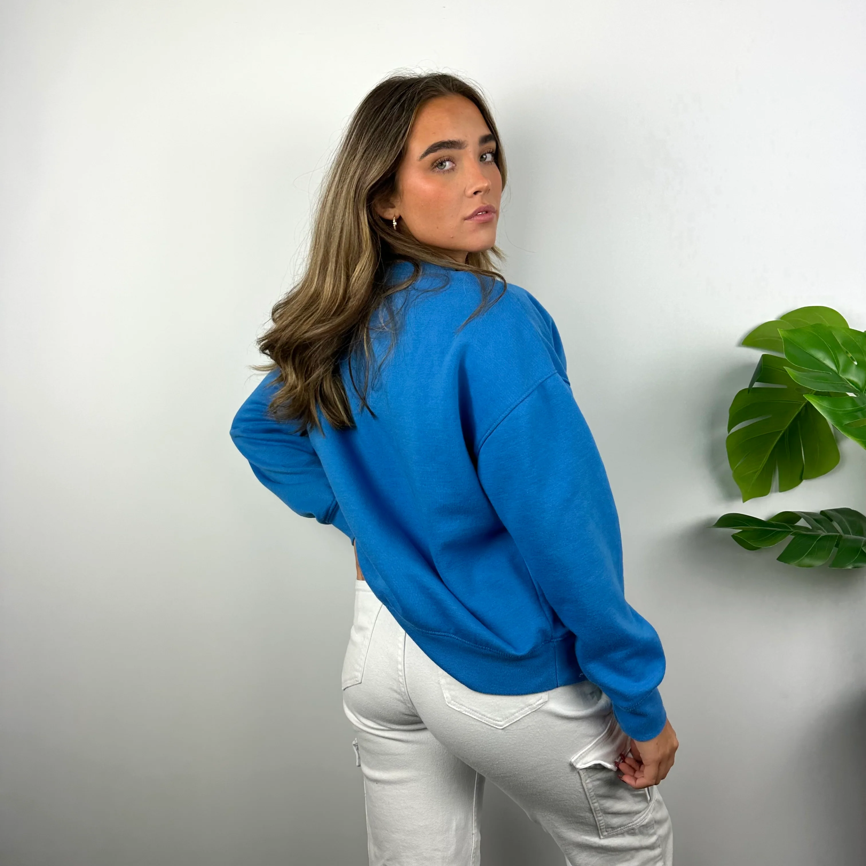 Nike Blue Embroidered Spell Out Sweatshirt (S) - Image 7