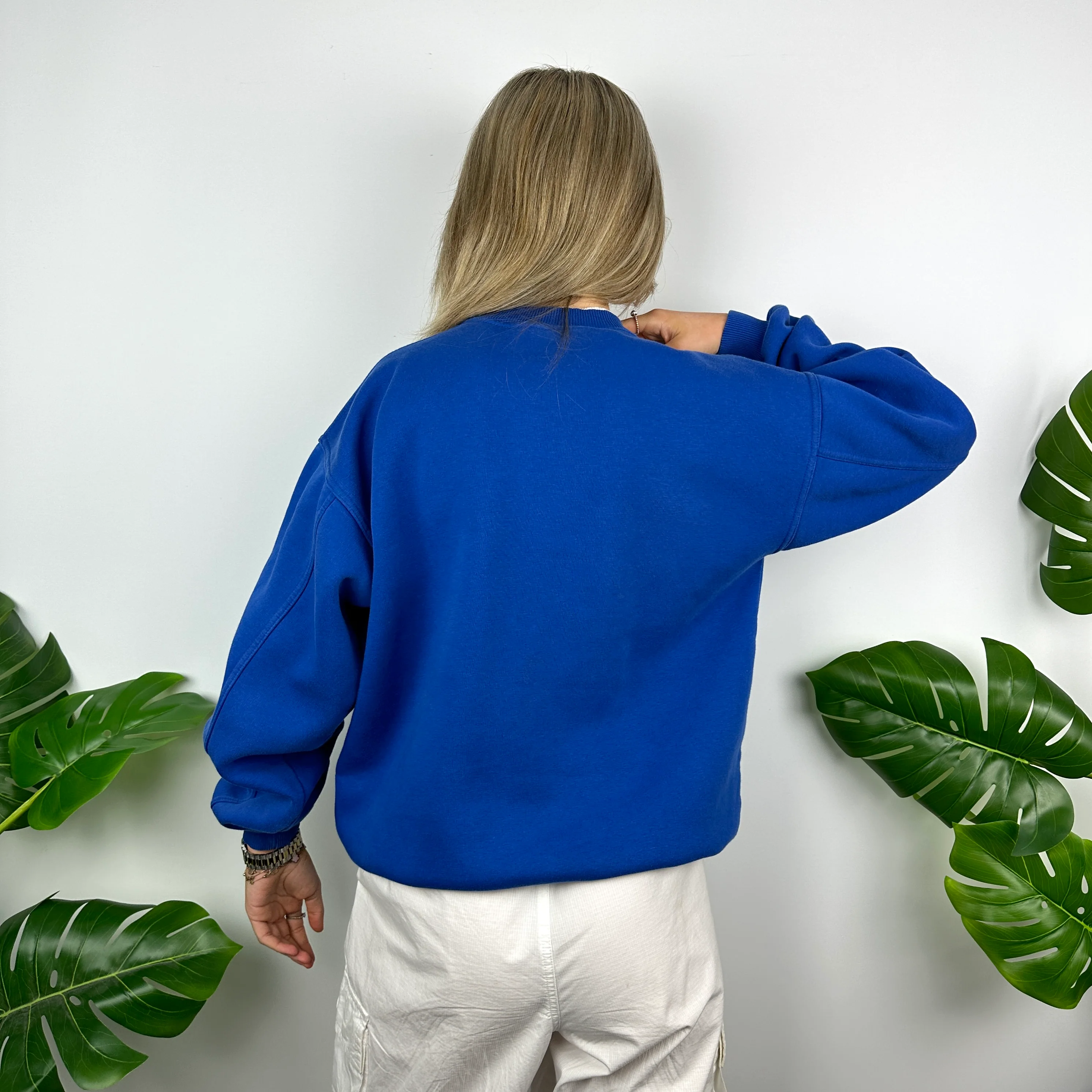 Nike Blue Embroidered Spell Out Sweatshirt (M) - Image 4