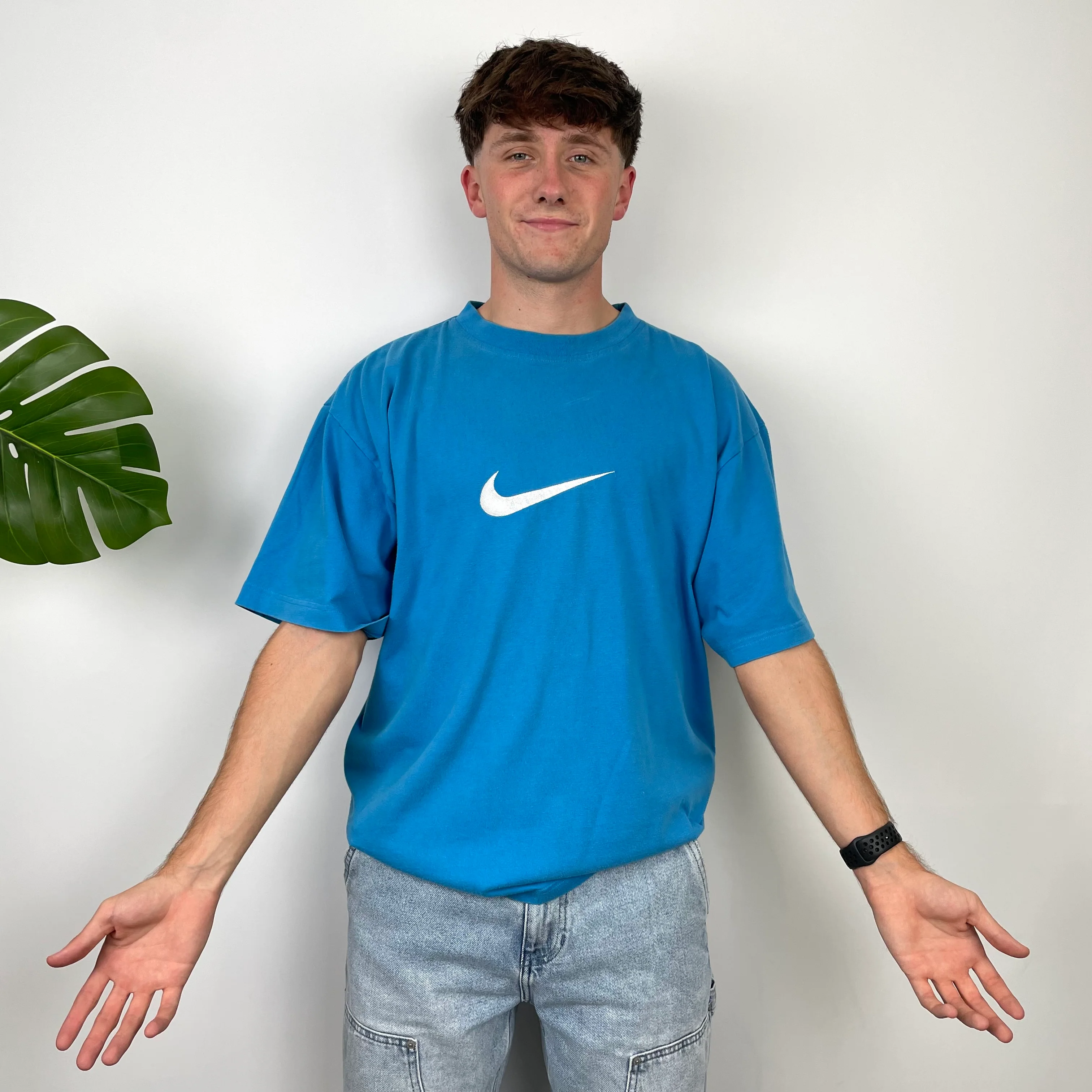 Nike Blue Embroidered Spell Out T Shirt (L) - Image 3