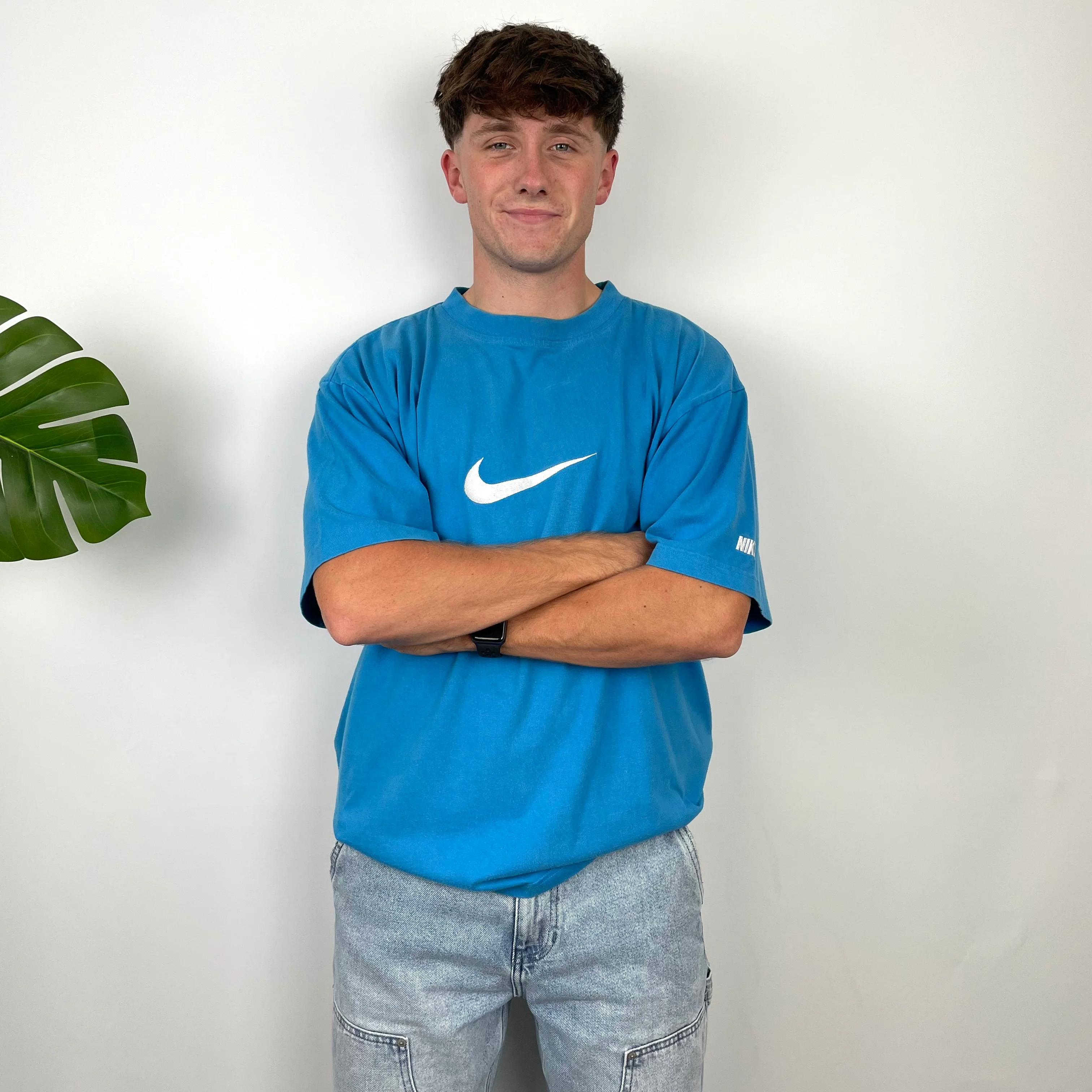 Nike Blue Embroidered Spell Out T Shirt (L) - Image 4