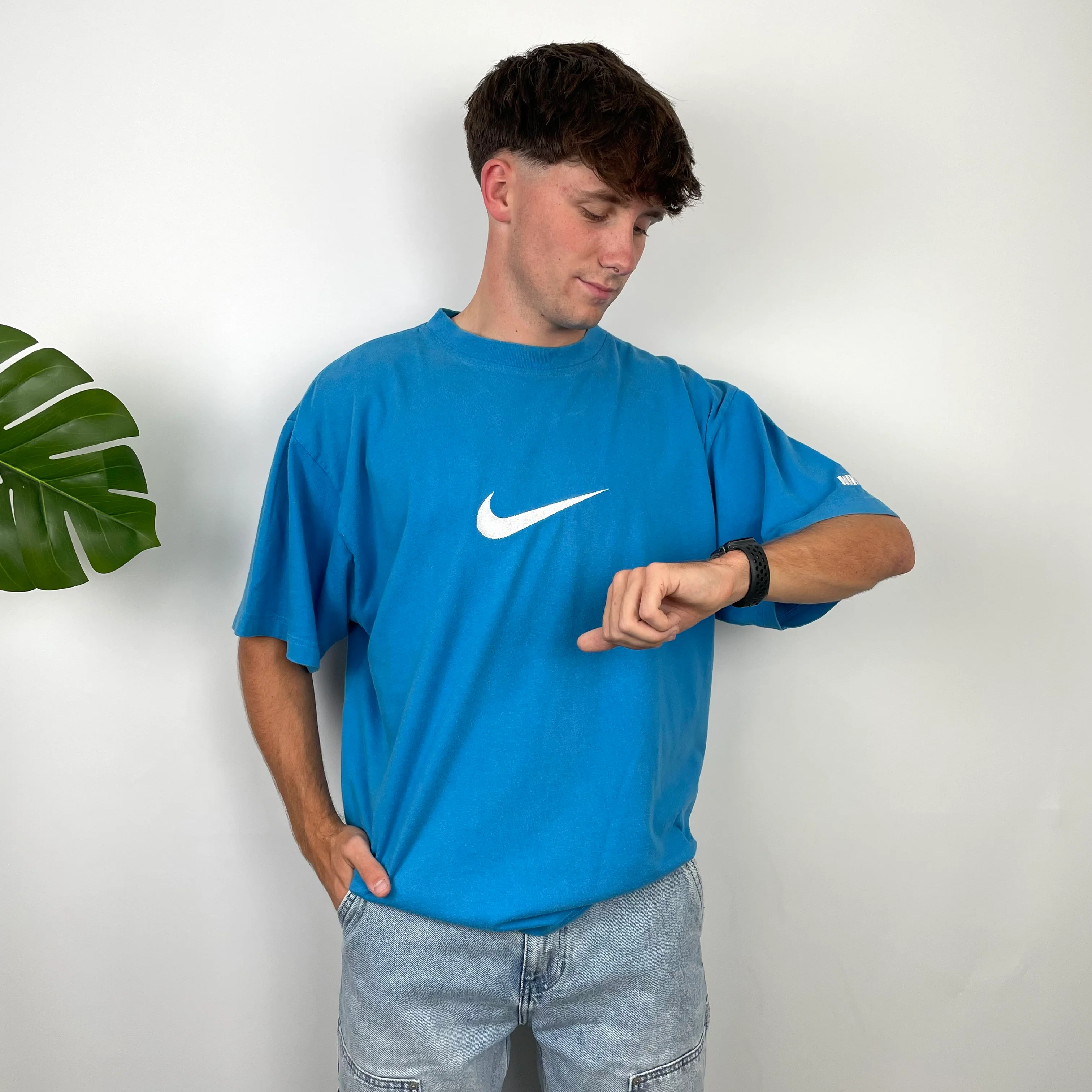 Nike Blue Embroidered Spell Out T Shirt (L) - Image 5