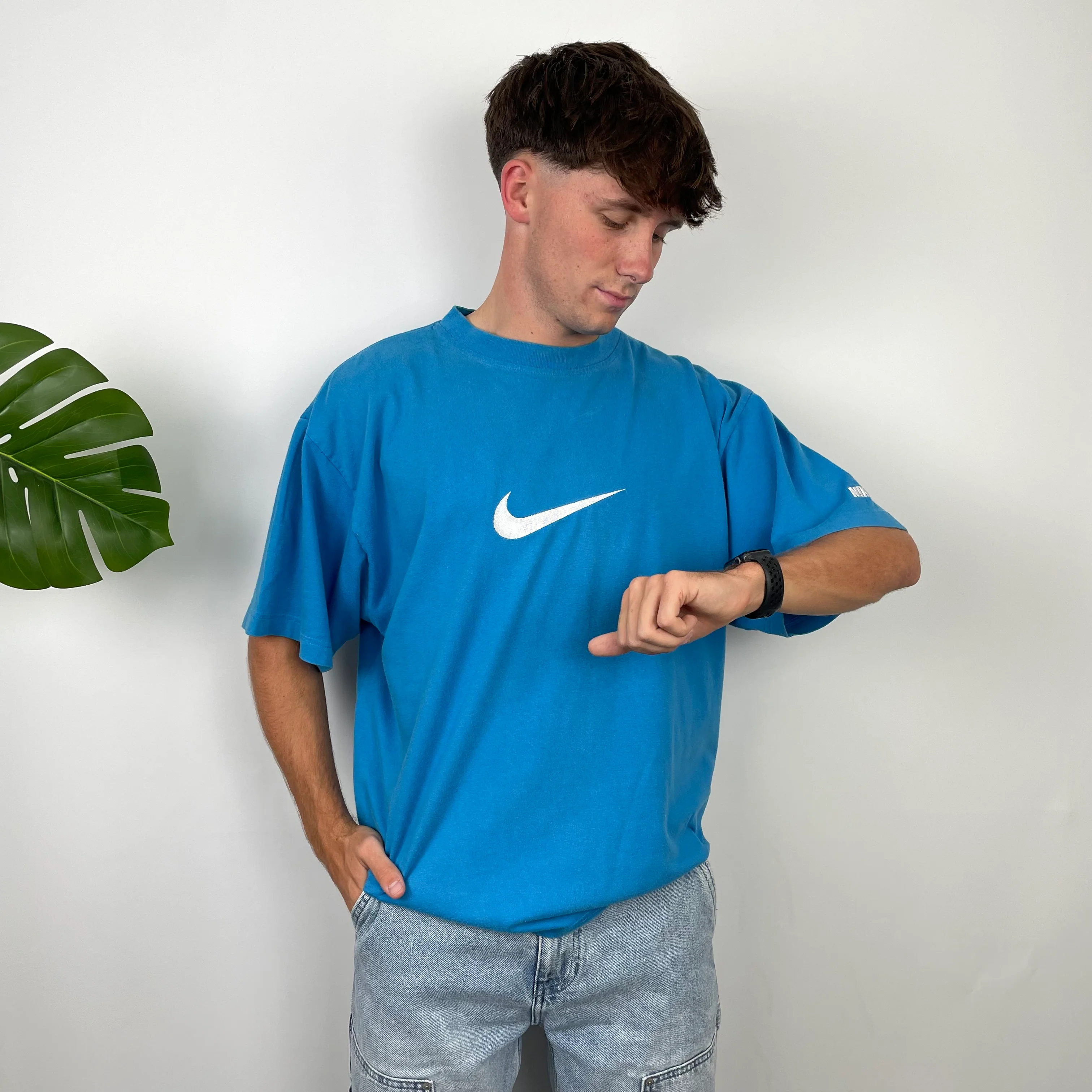 Nike Blue Embroidered Spell Out T Shirt (L) - Image 6