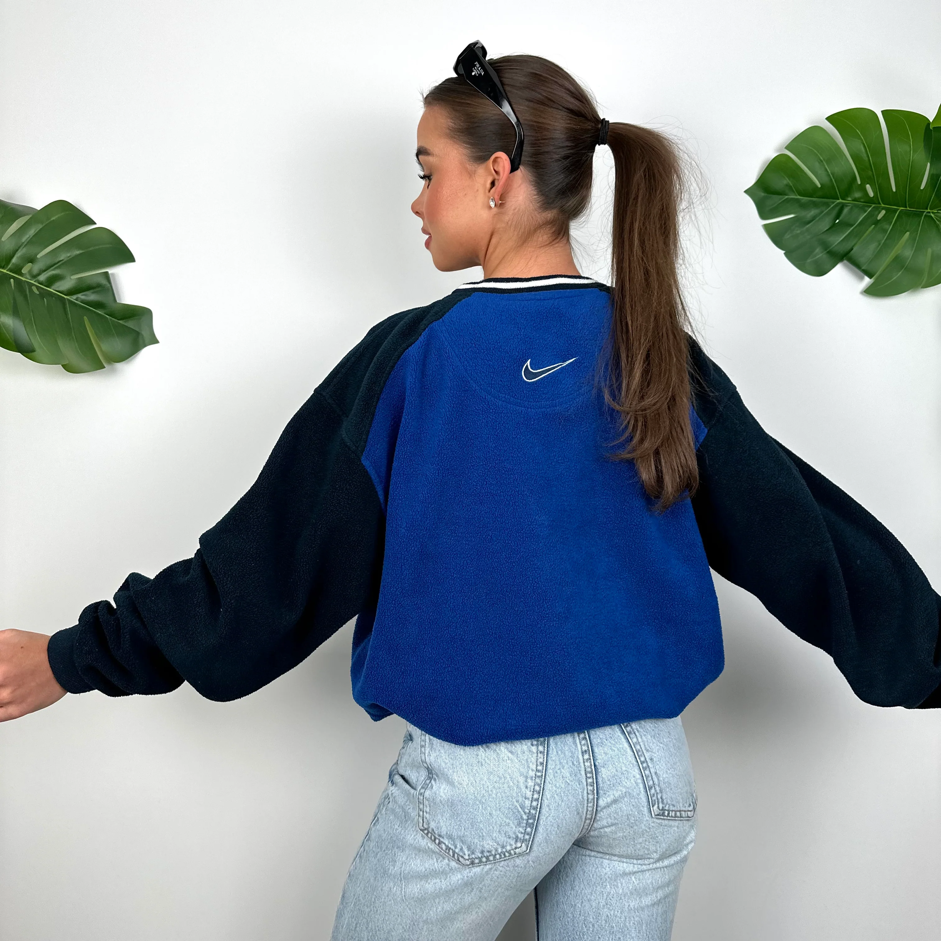 Nike Blue Embroidered Spell Out Teddy Bear Fleece Sweatshirt (L) - Image 5
