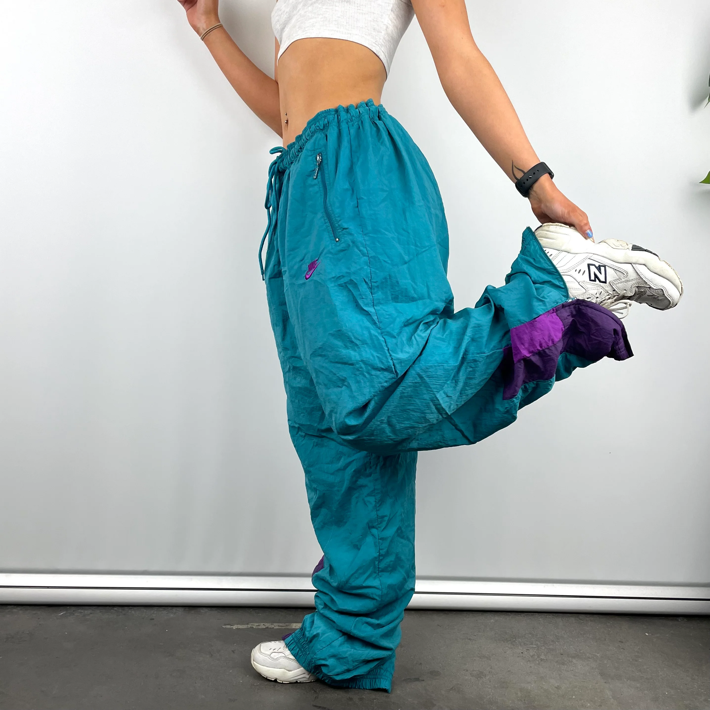Nike Blue Embroidered Spell Out Track Pants (XL) - Image 2