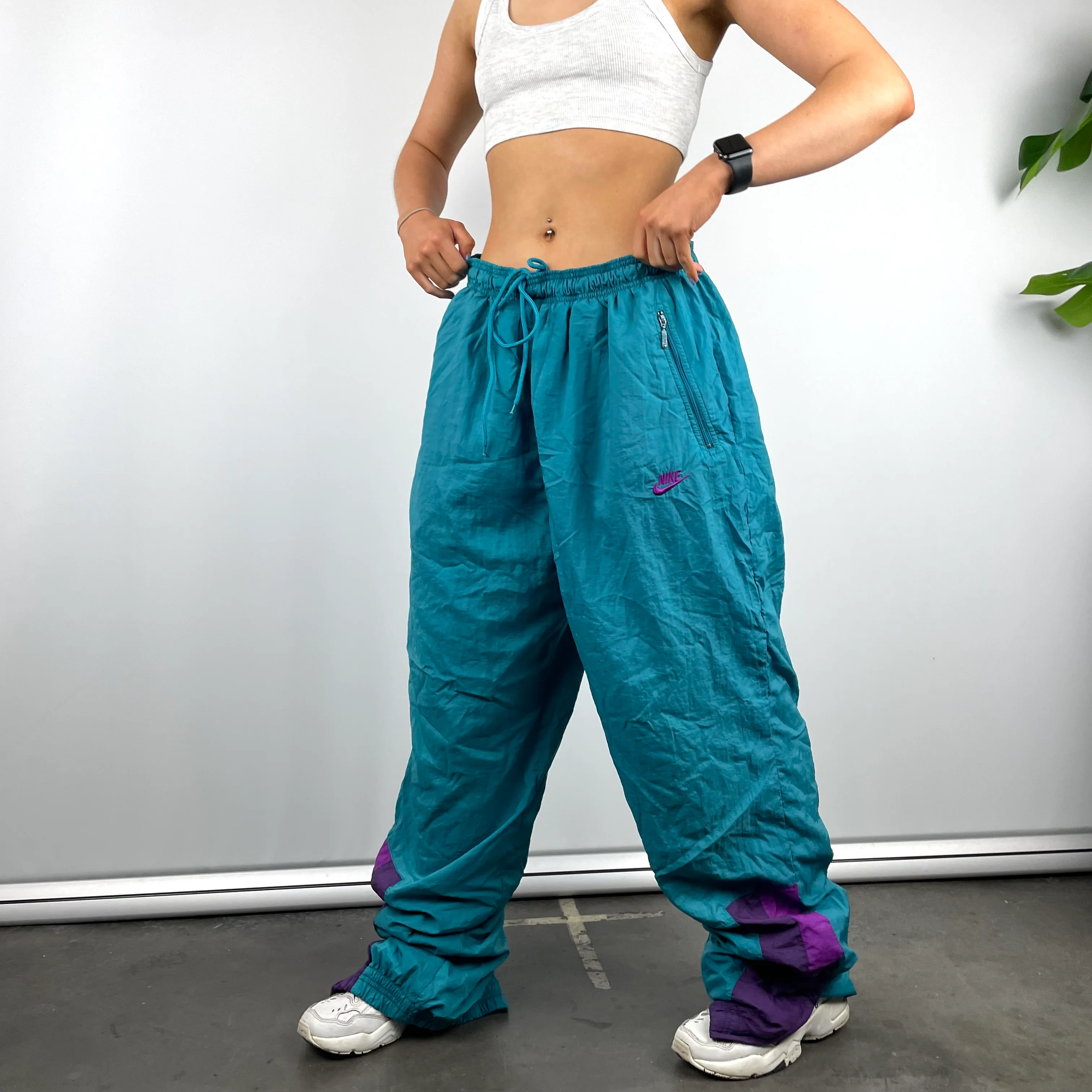 Nike Blue Embroidered Spell Out Track Pants (XL) - Image 3