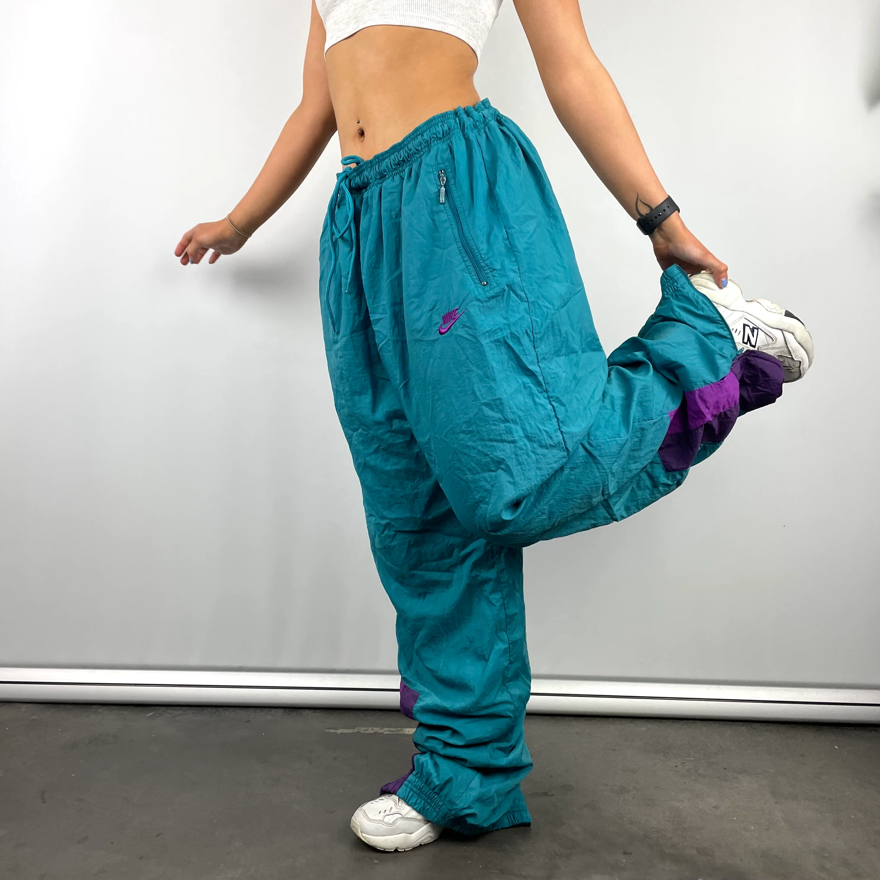 Nike Blue Embroidered Spell Out Track Pants (XL) - Image 5