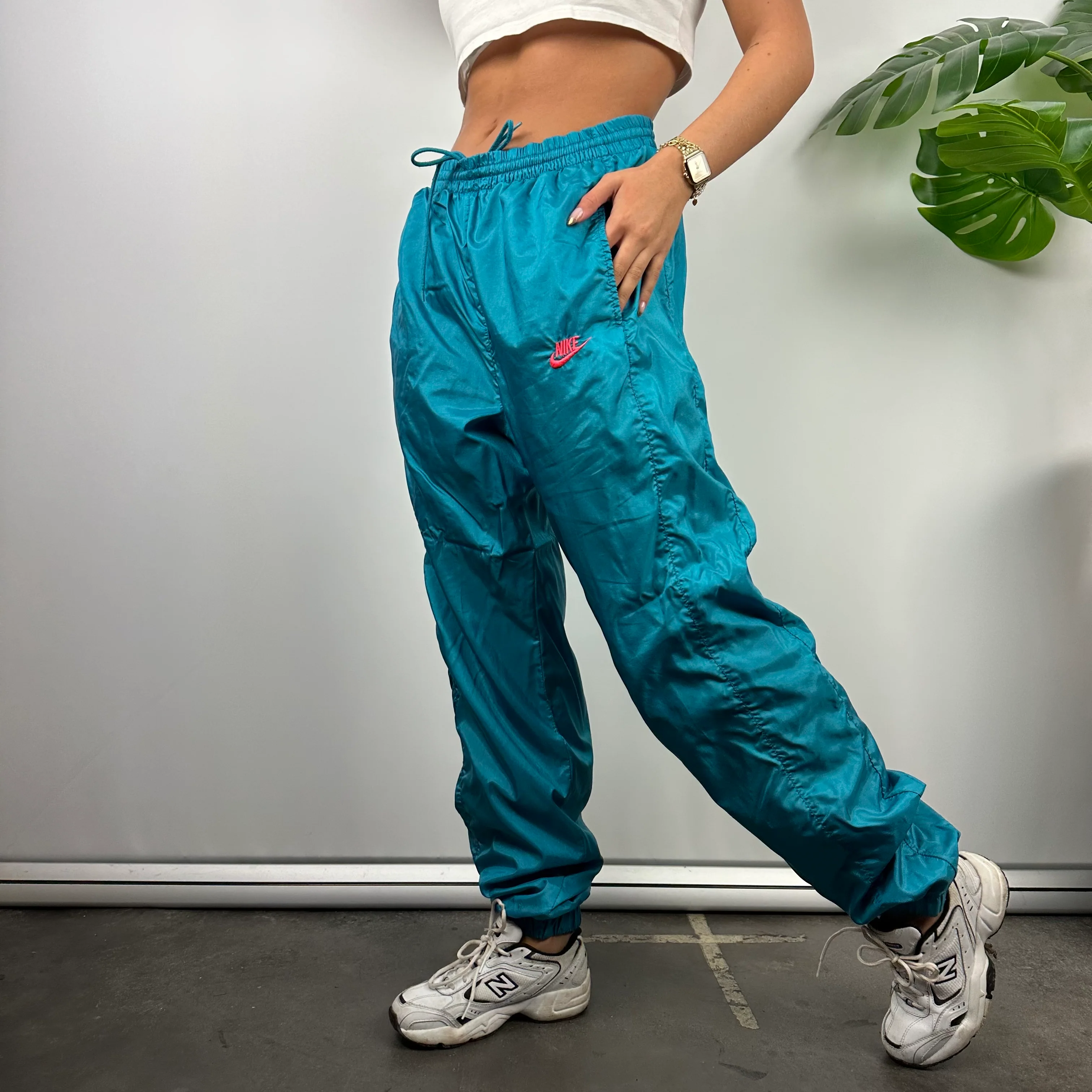 Nike Blue Embroidered Spell Out Track Pants (M)
