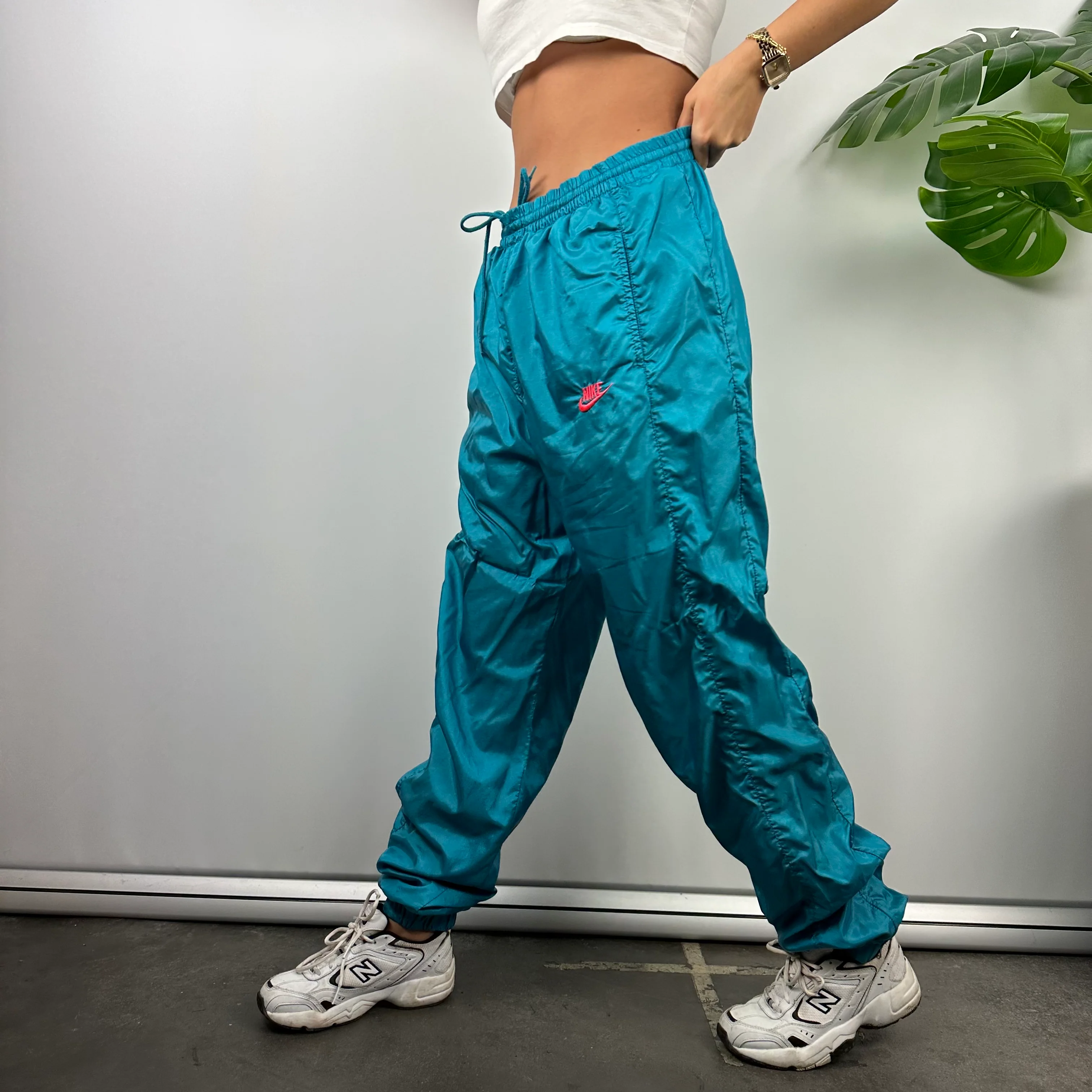 Nike Blue Embroidered Spell Out Track Pants (M) - Image 6