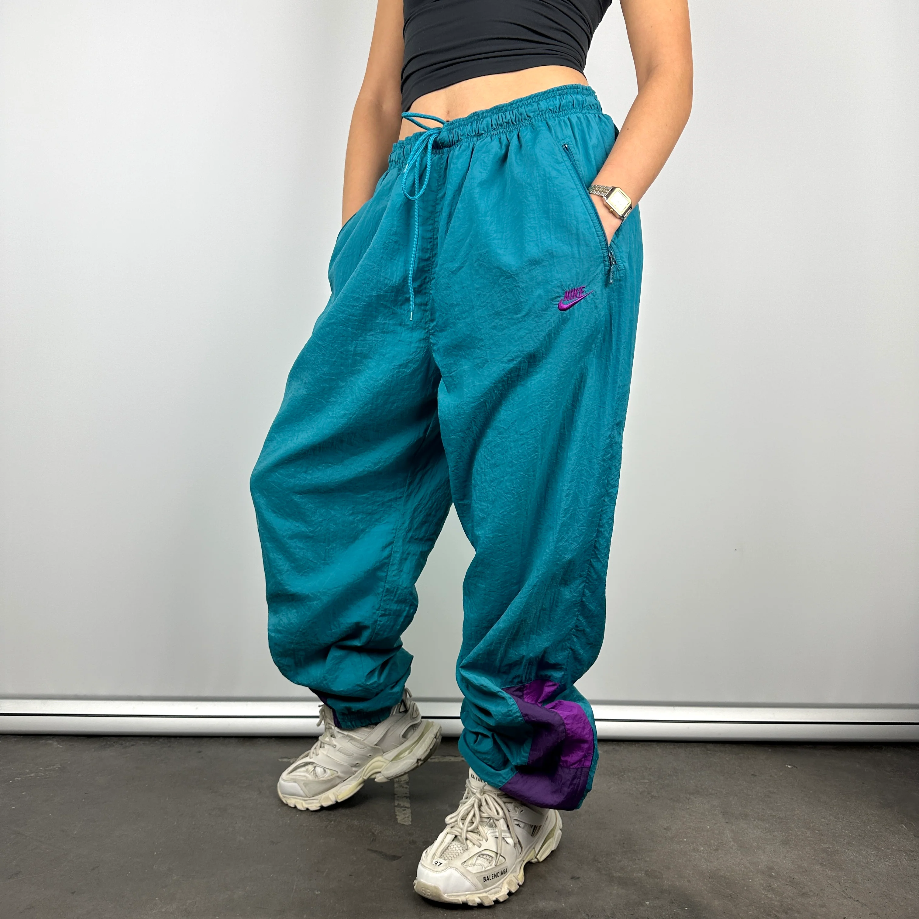 Nike Blue Embroidered Spell Out Track Pants (XL) - Image 2