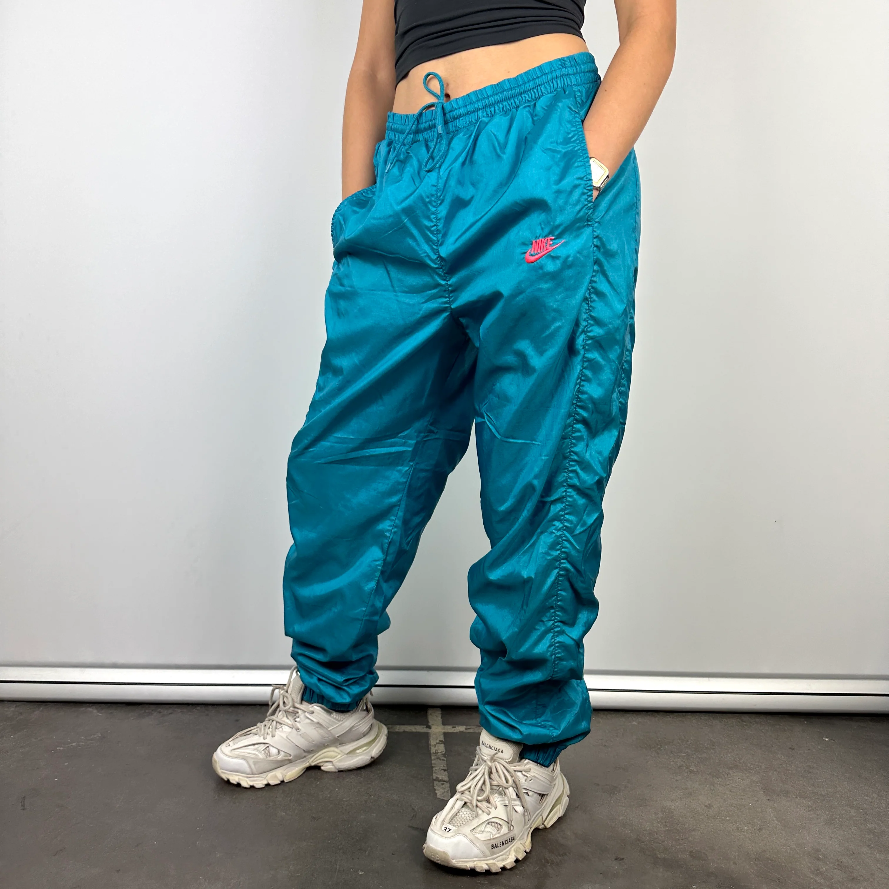 Nike Blue Embroidered Spell Out Track Pants (M)