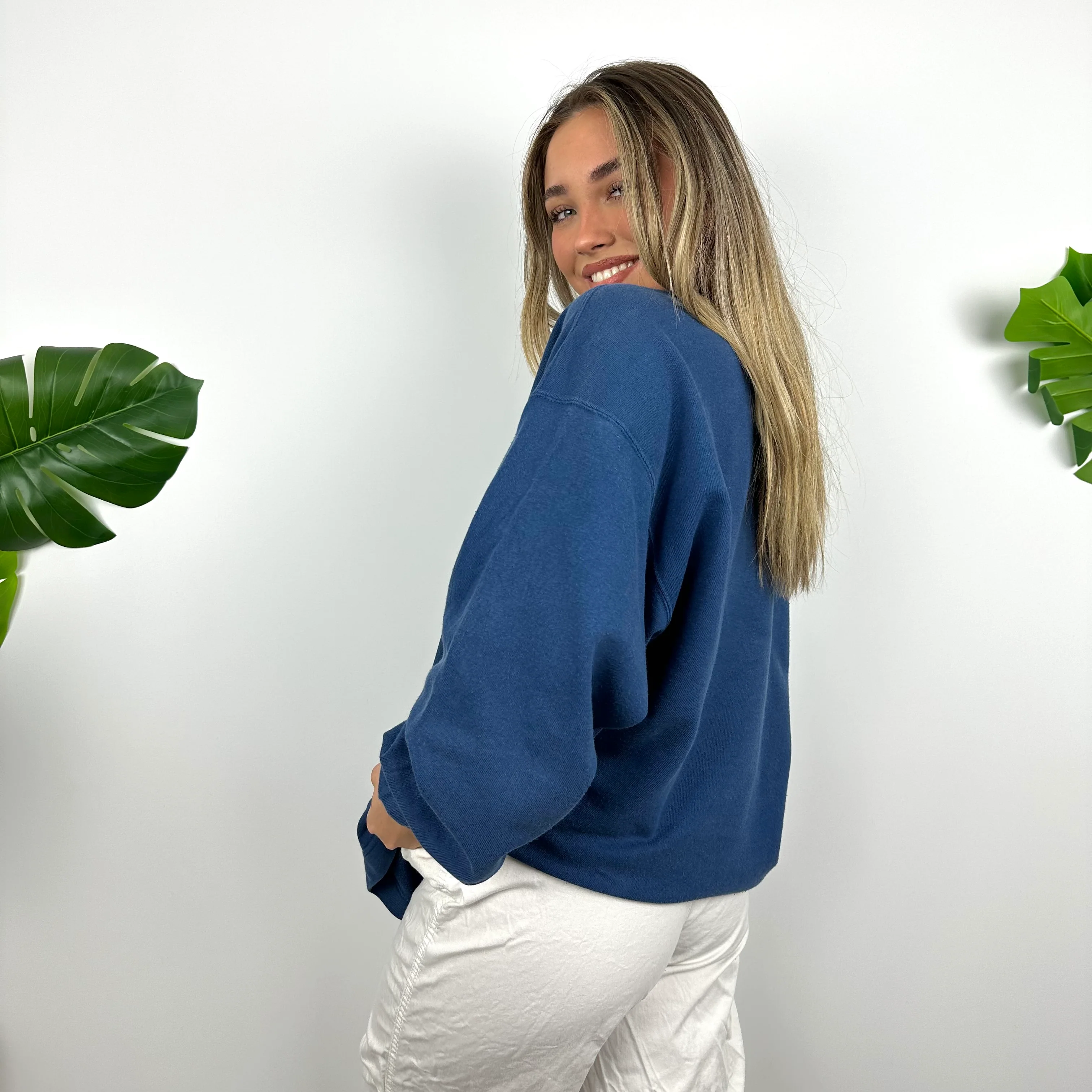 Nike Blue Embroidered Swoosh Sweatshirt (M) - Image 4