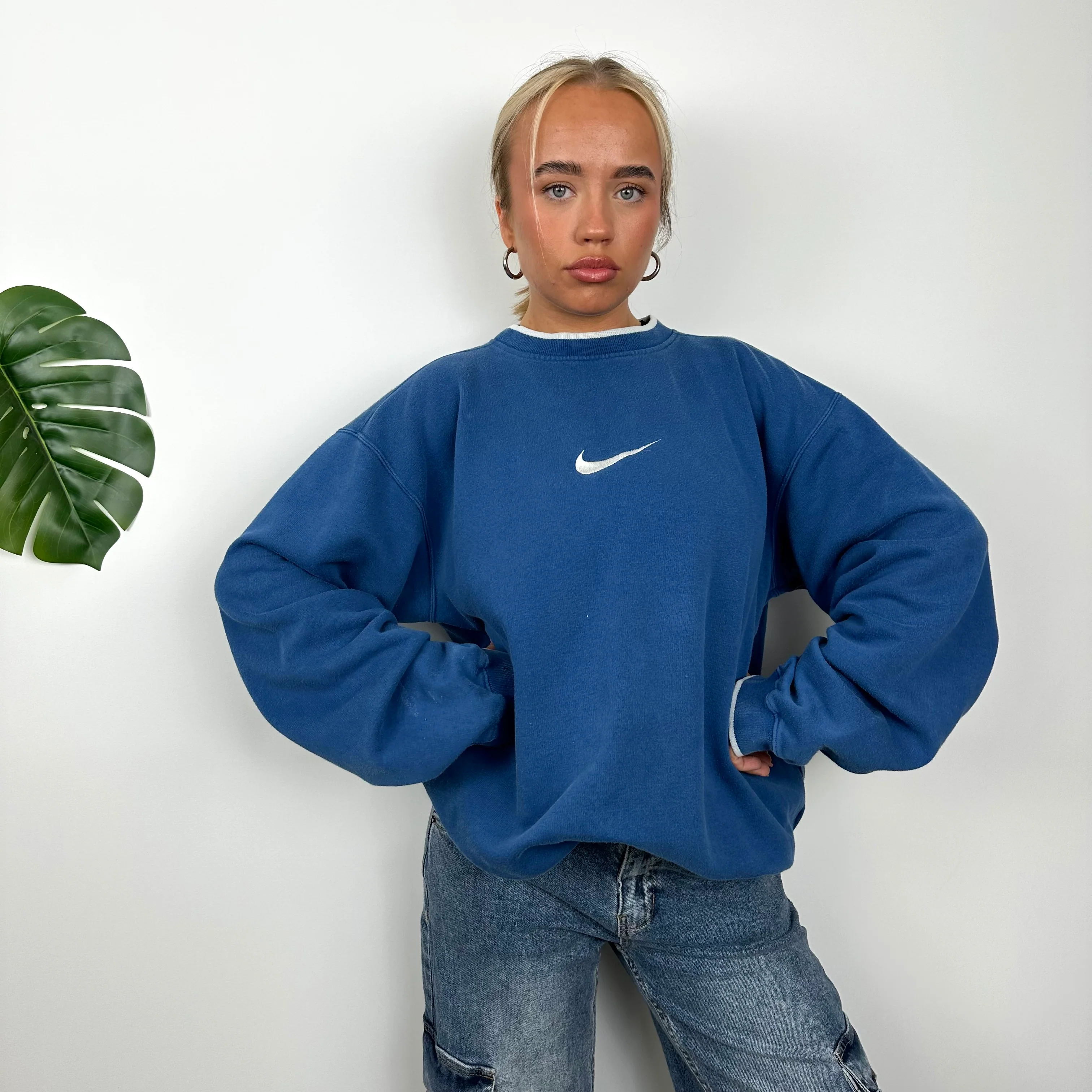 Nike Blue Embroidered Swoosh Sweatshirt (XL) - Image 3