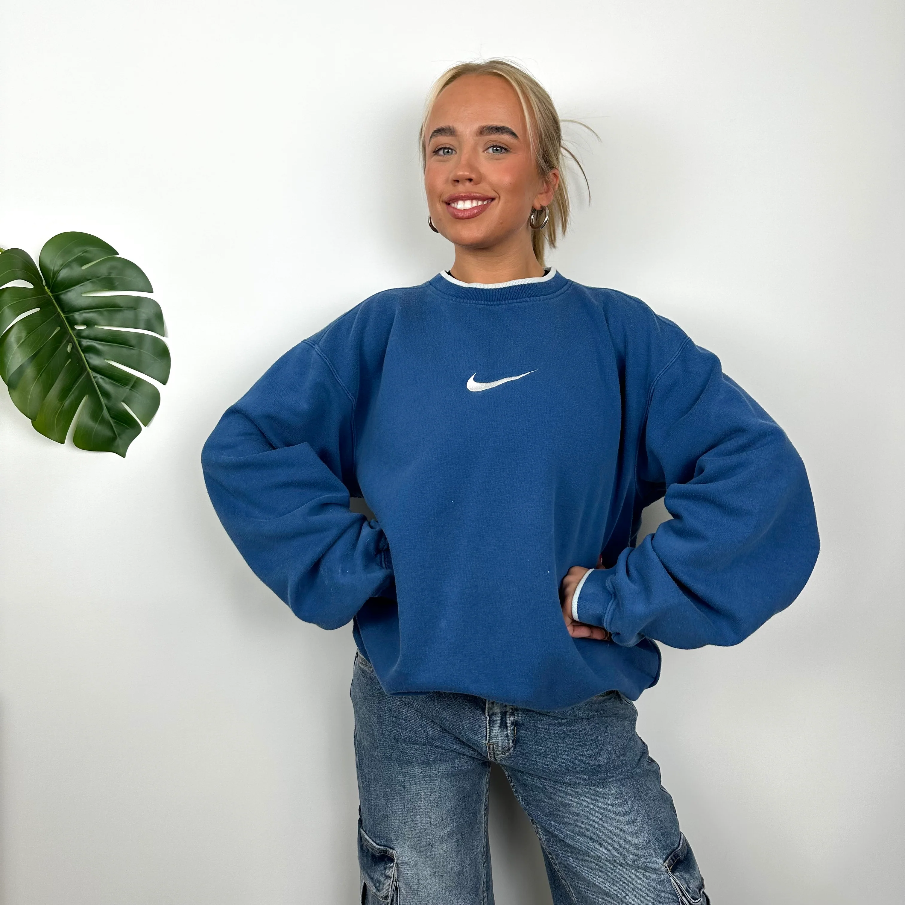 Nike Blue Embroidered Swoosh Sweatshirt (XL) - Image 6