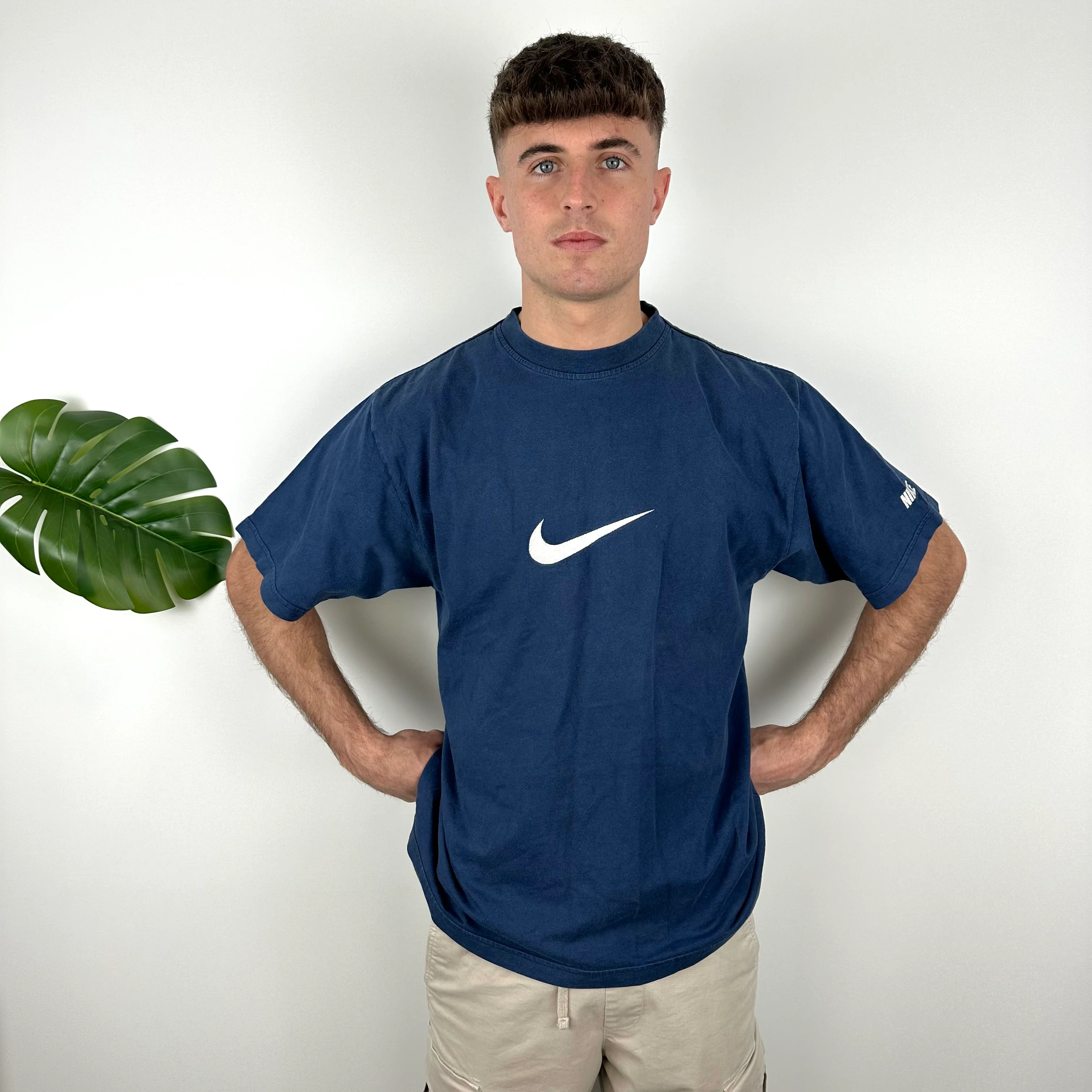 Nike Blue Embroidered Swoosh T Shirt (M) - Image 4