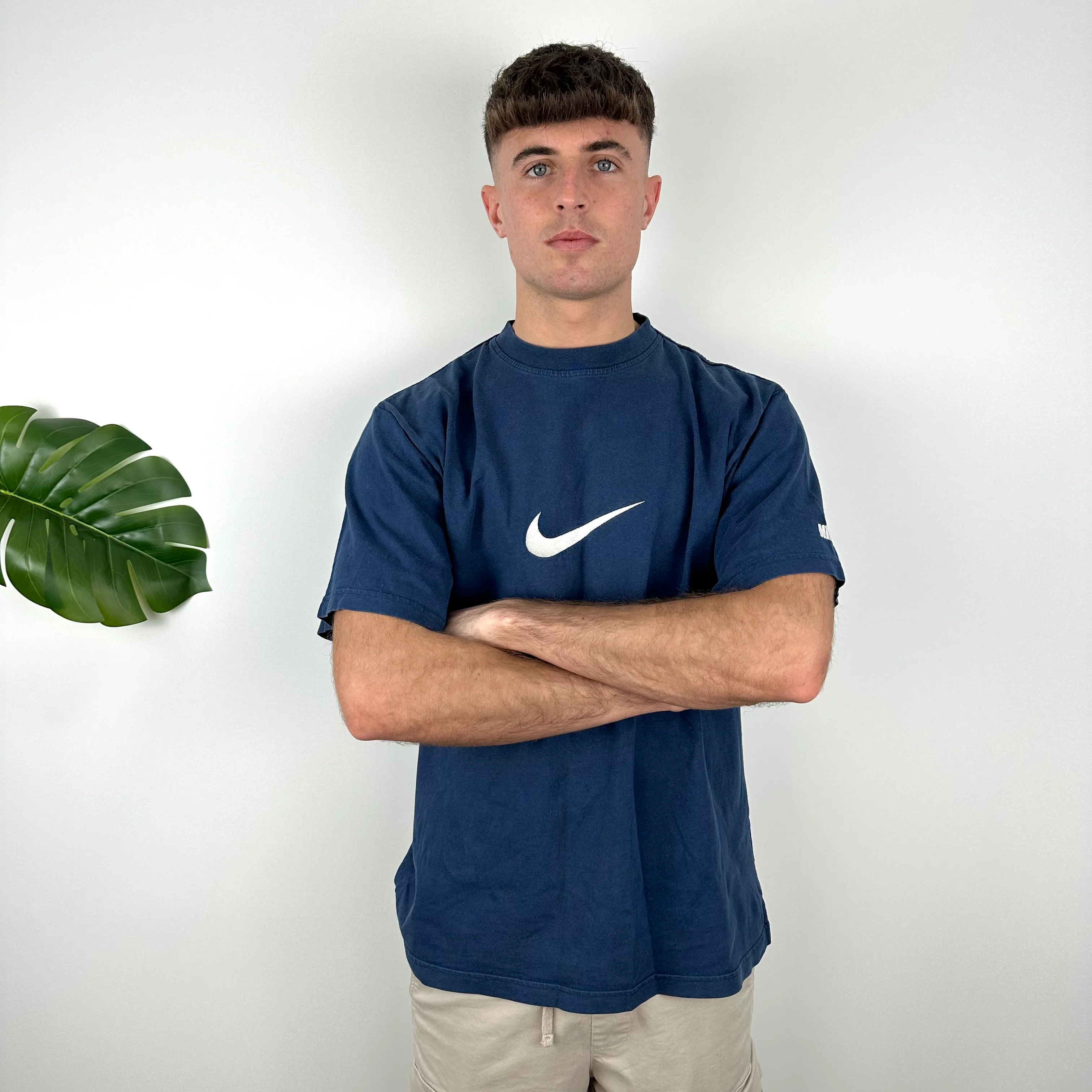 Nike Blue Embroidered Swoosh T Shirt (M) - Image 7