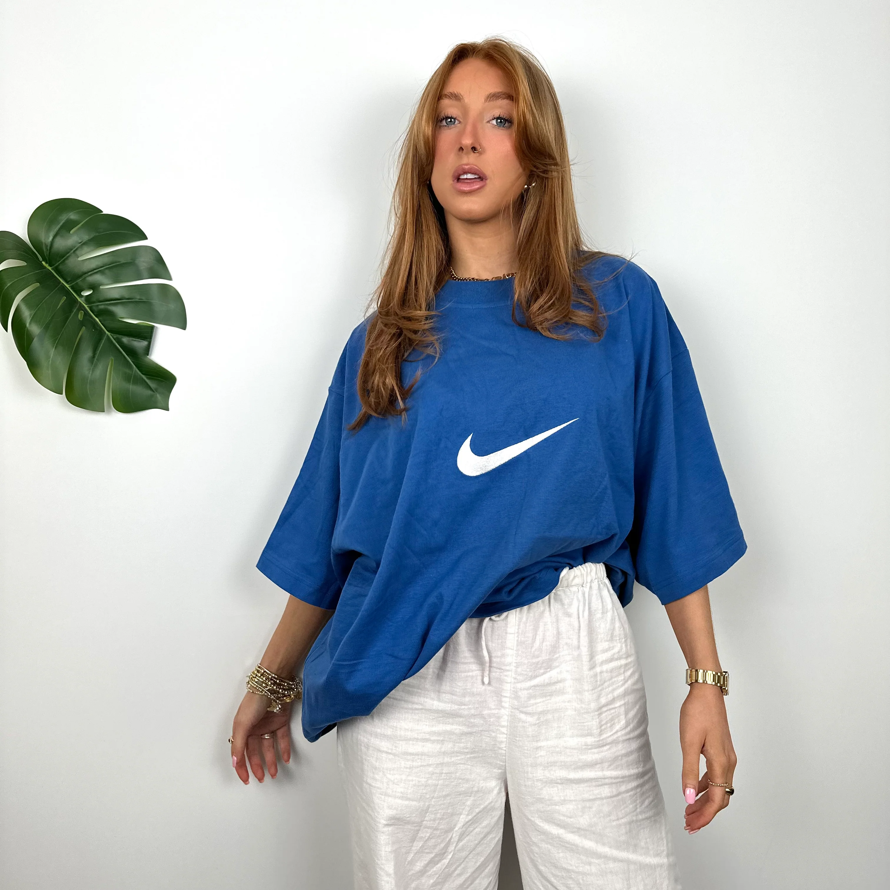 Nike Blue Embroidered Swoosh T Shirt (XL) - Image 5