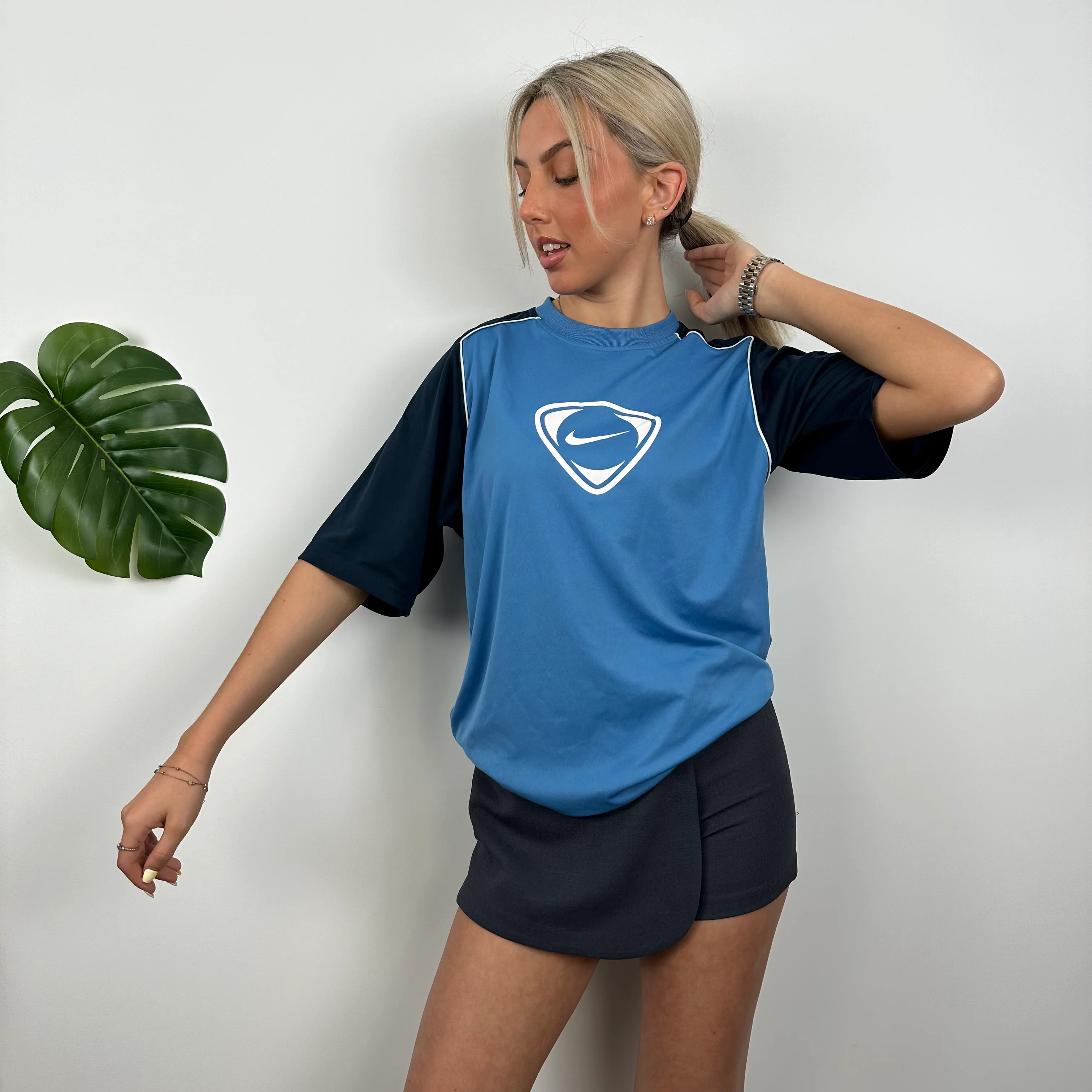 Nike Blue Embroidered Swoosh T Shirt (M) - Image 3