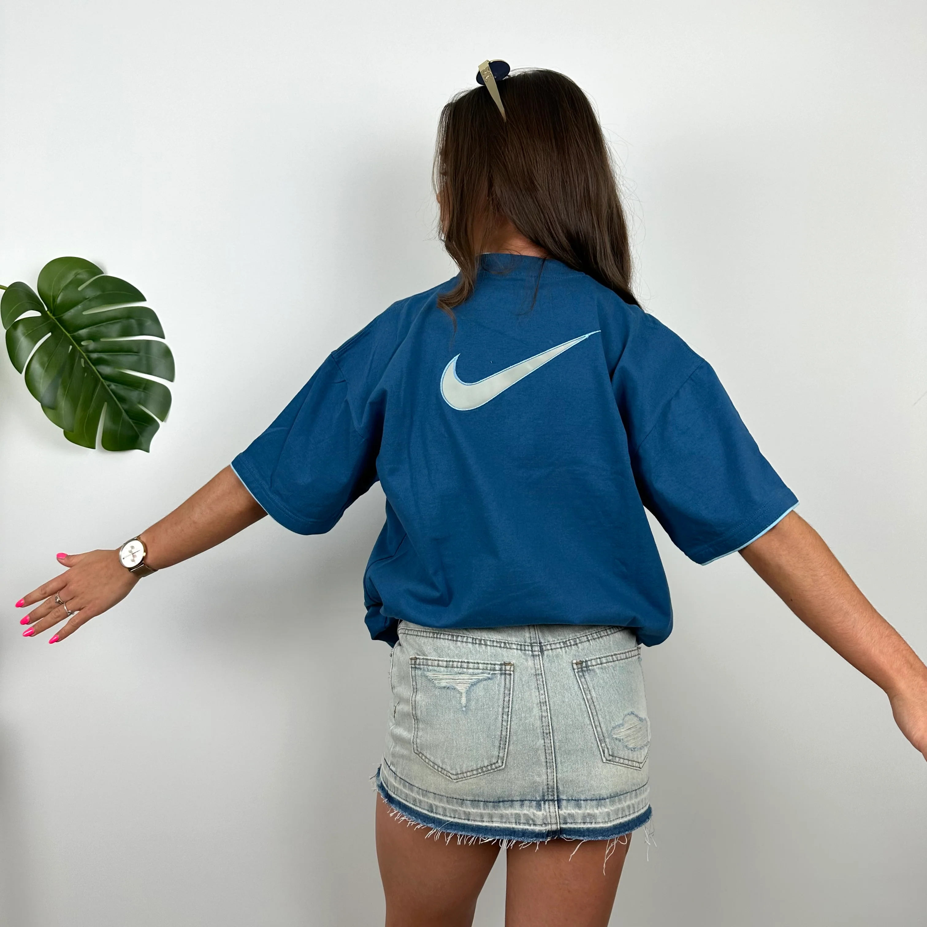Nike Blue Embroidered Swoosh T Shirt (XL) - Image 2
