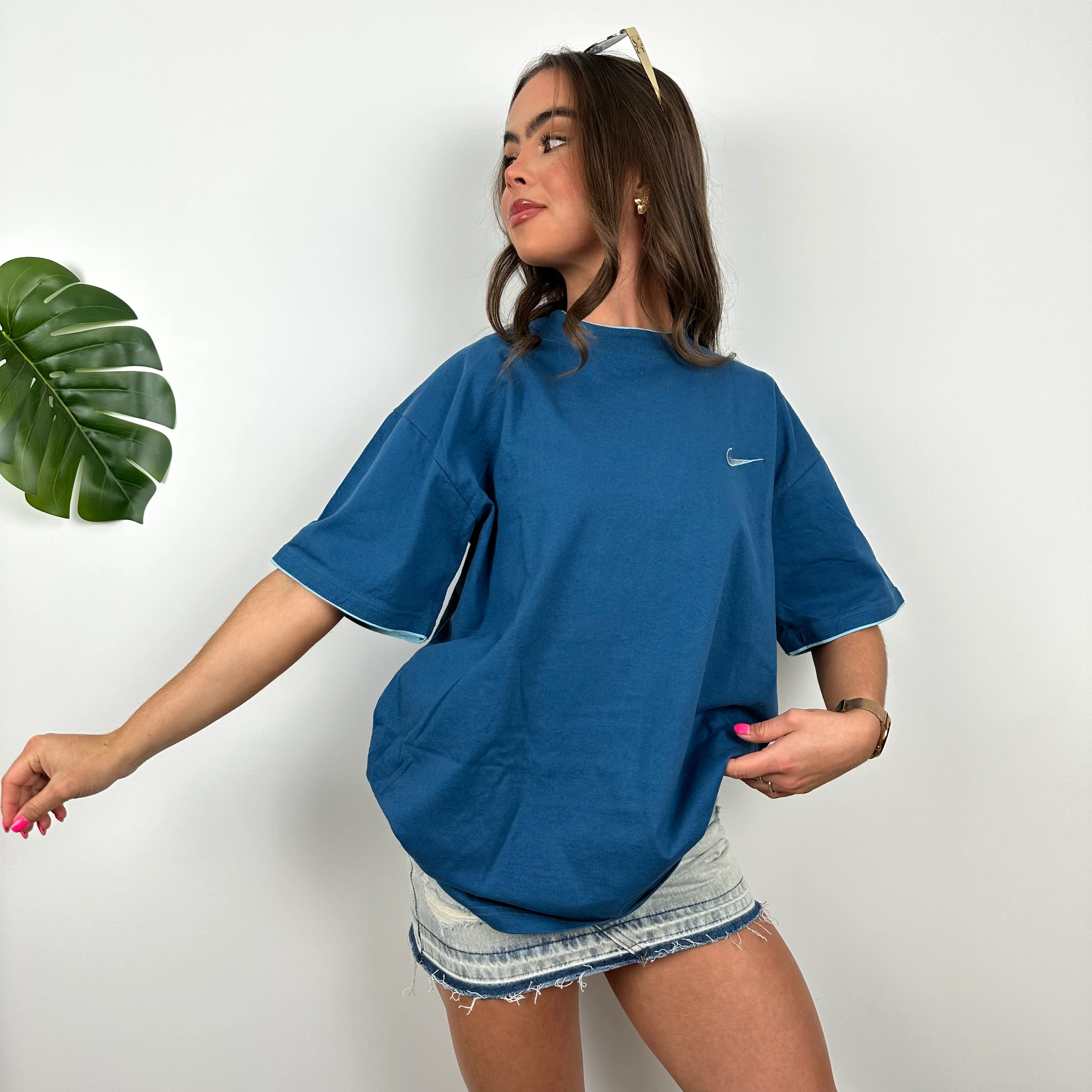 Nike Blue Embroidered Swoosh T Shirt (XL) - Image 5