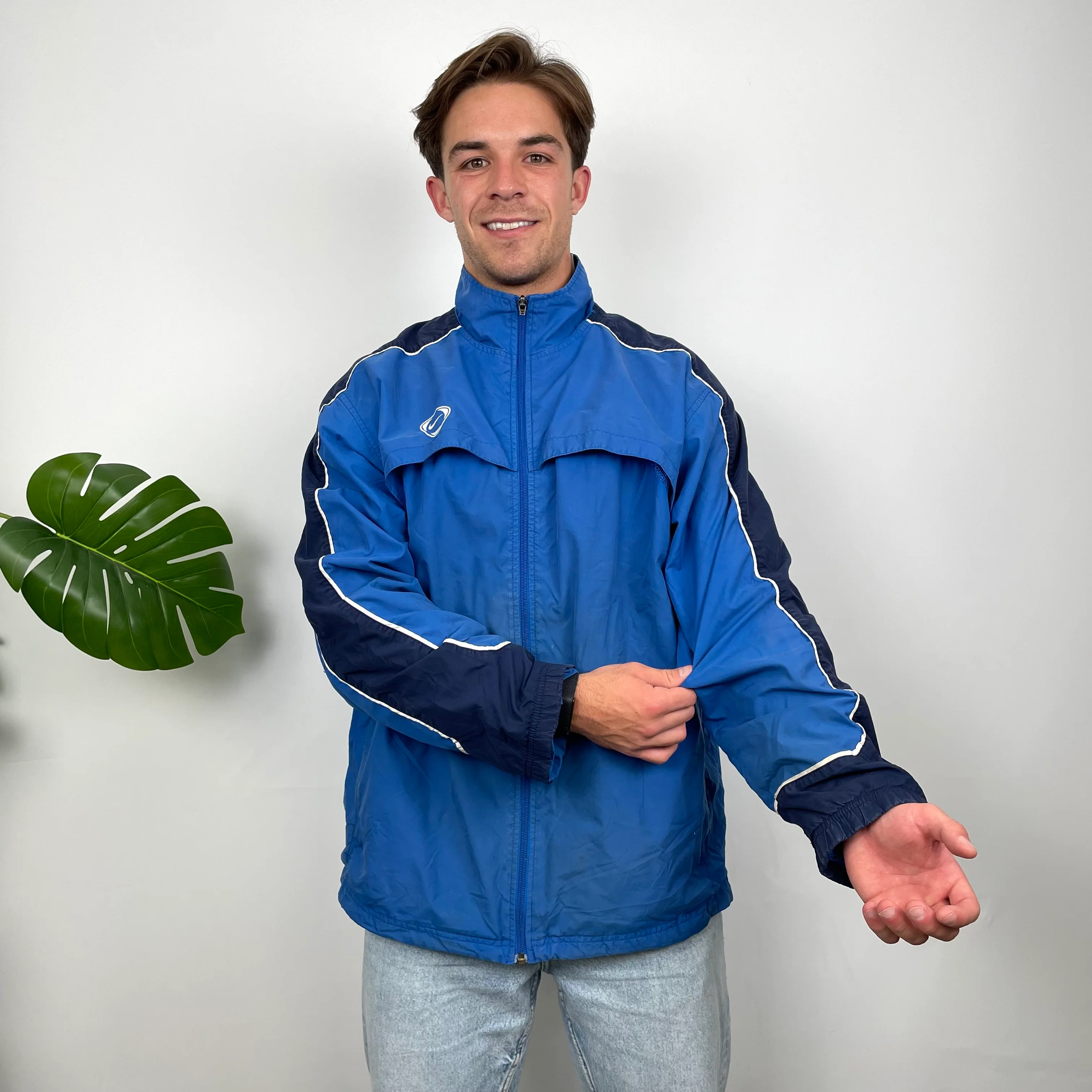 Nike Blue Embroidered Swoosh Windbreaker Jacket (XL) - Image 5