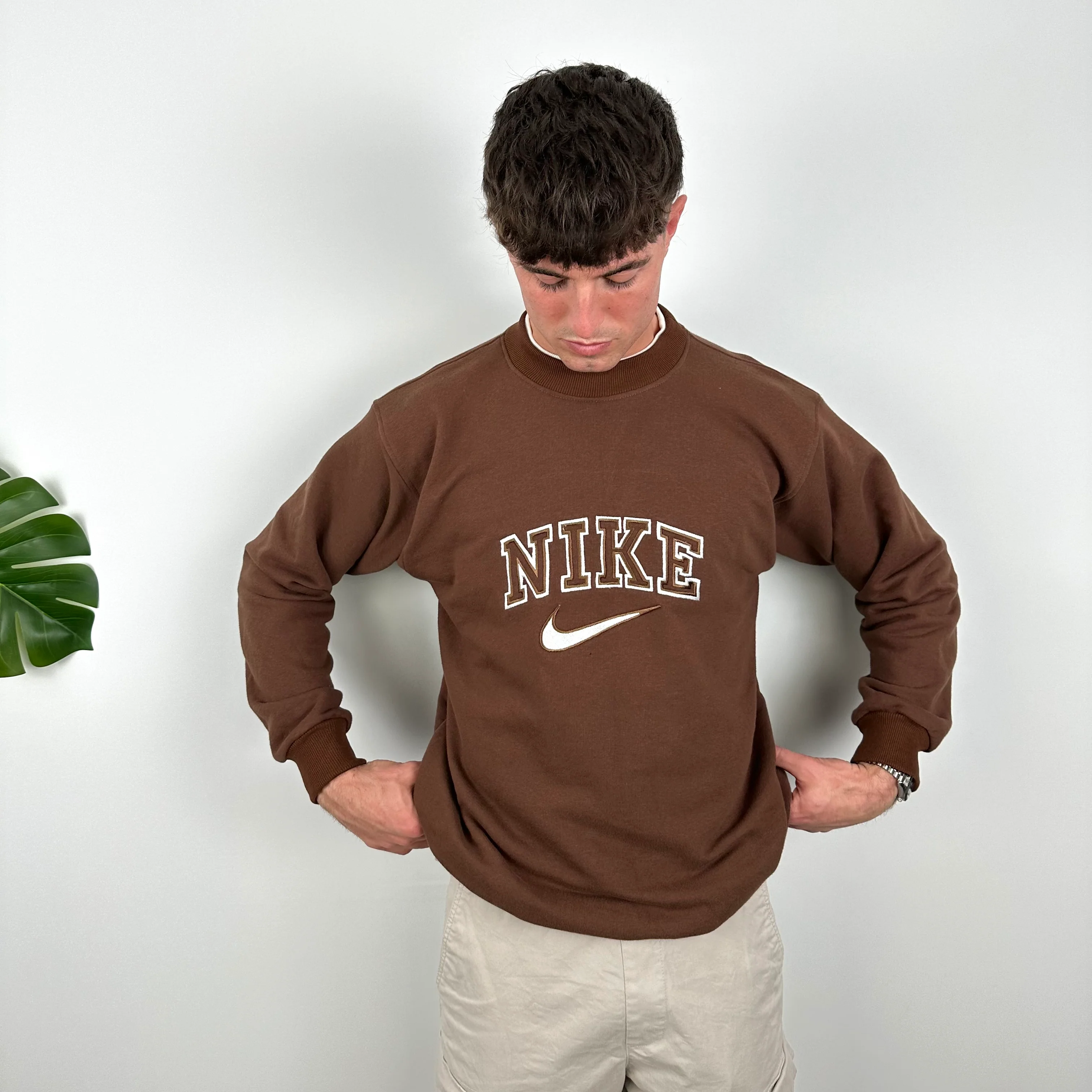 Nike Brown Embroidered Spell Out Sweatshirt (M) - Image 2