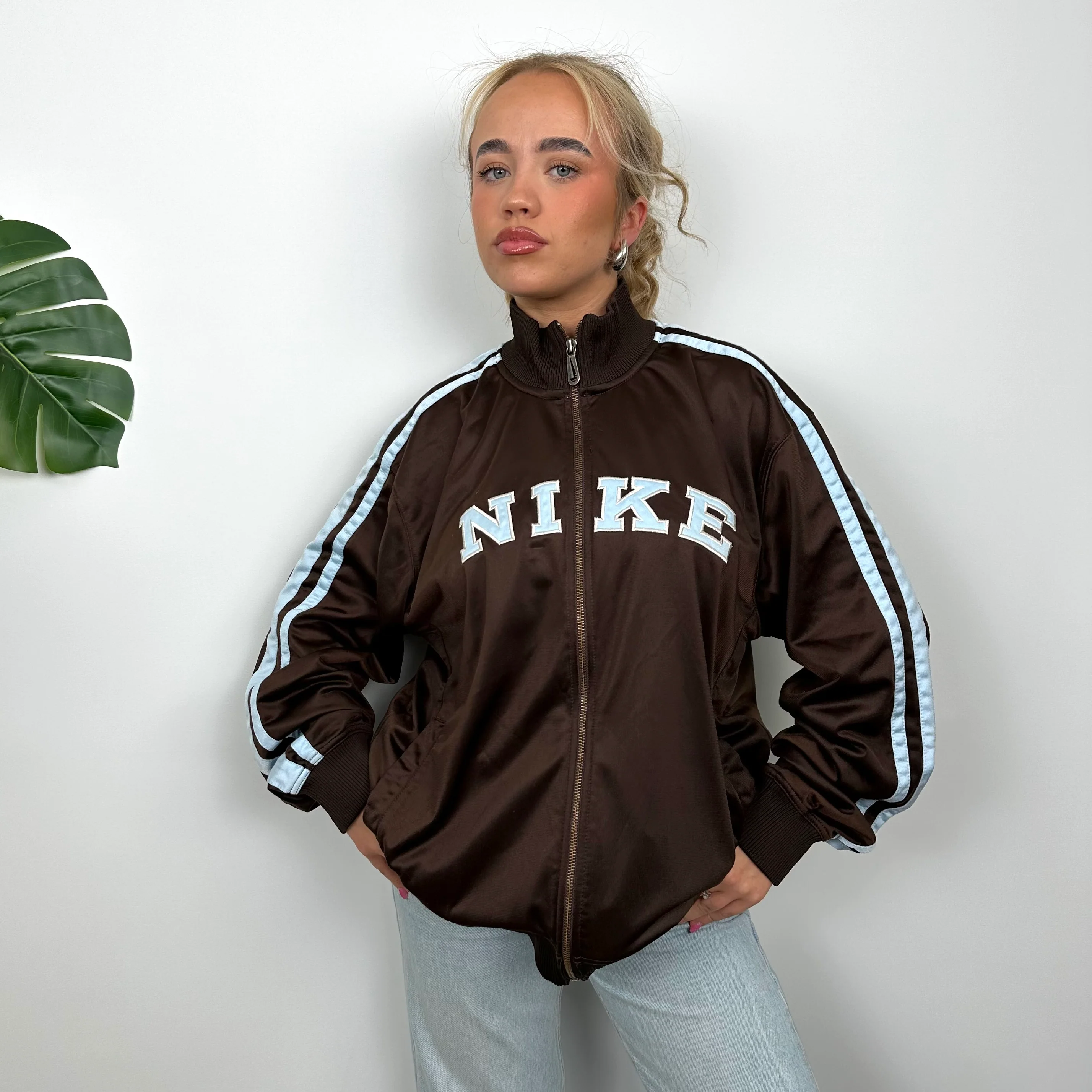 Nike Brown Embroidered Spell Out Track Jacket (M)