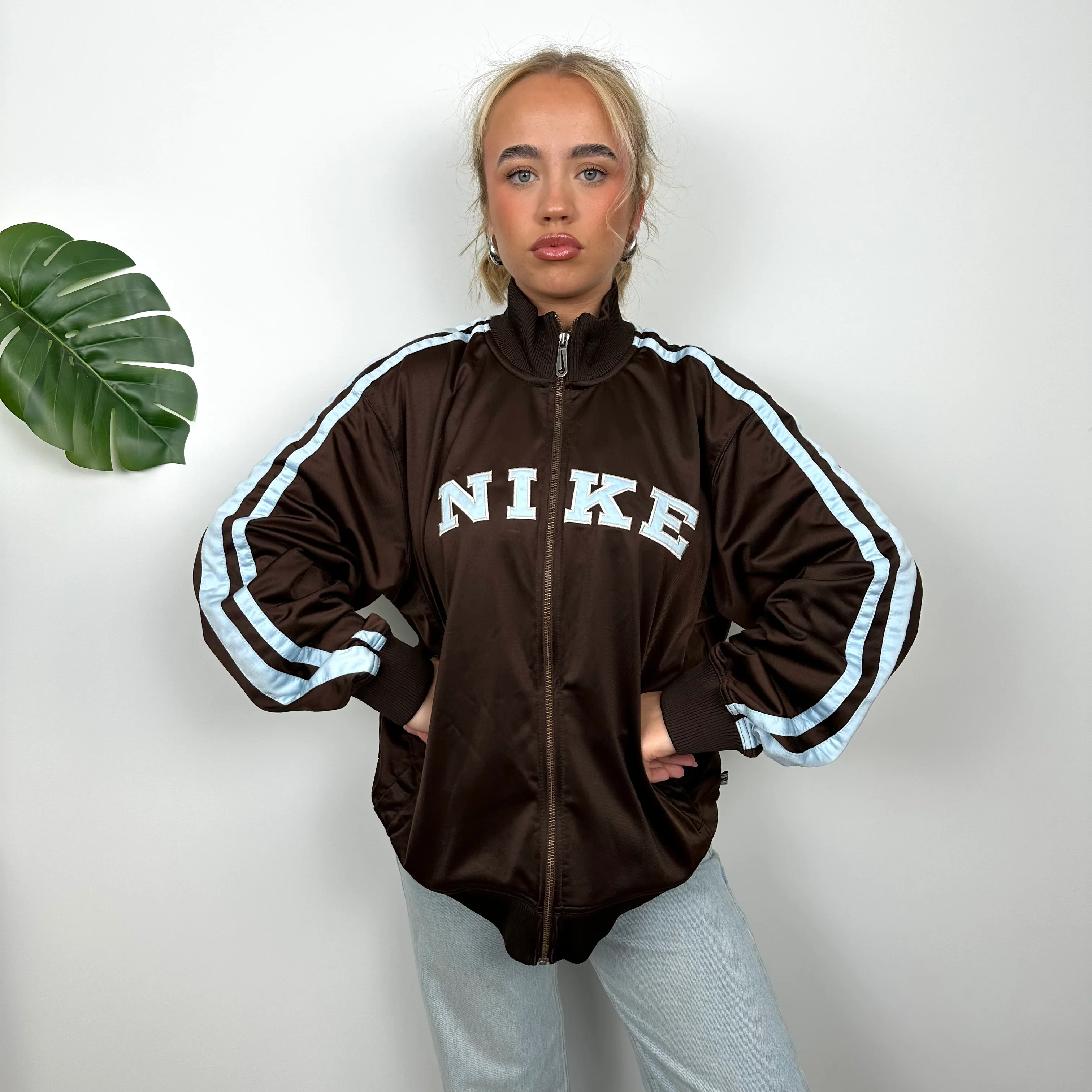 Nike Brown Embroidered Spell Out Track Jacket (M) - Image 2