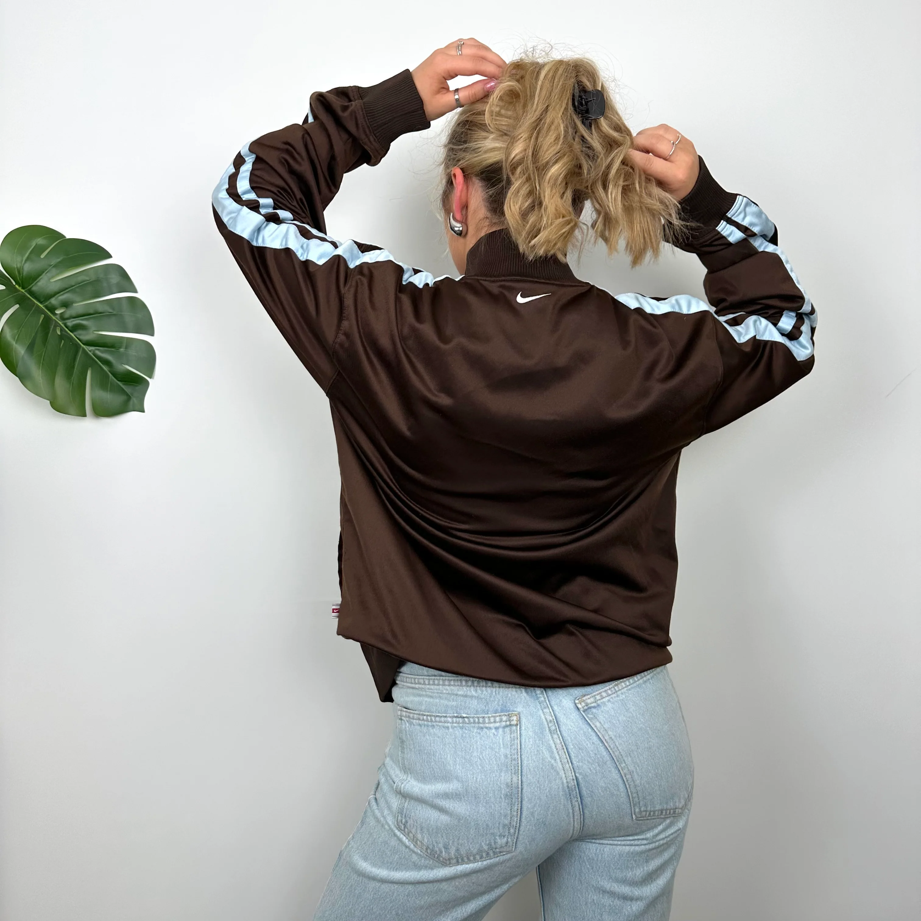 Nike Brown Embroidered Spell Out Track Jacket (M) - Image 6