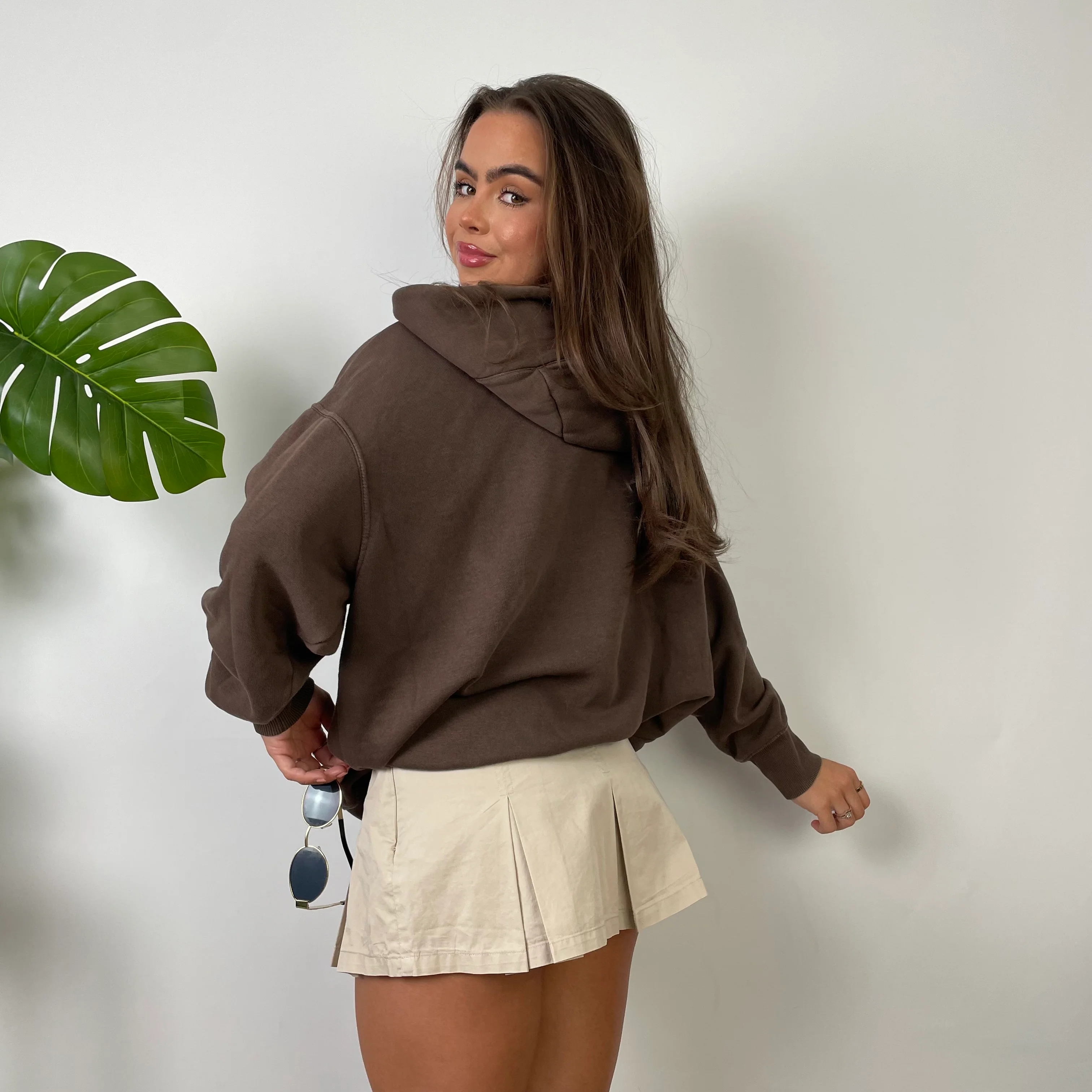 Nike Brown Embroidered Swoosh Hoodie (S) - Image 6