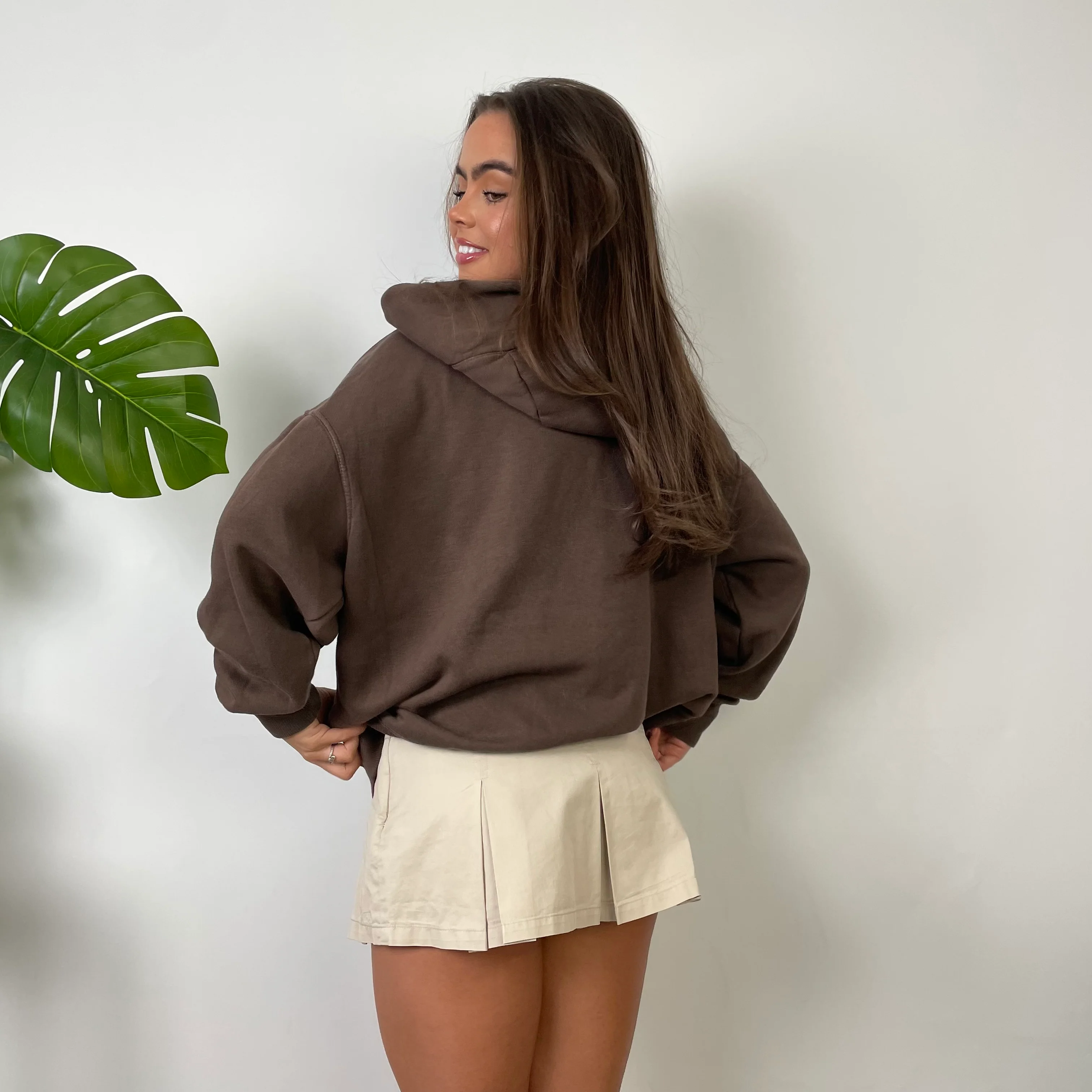 Nike Brown Embroidered Swoosh Hoodie (S) - Image 7
