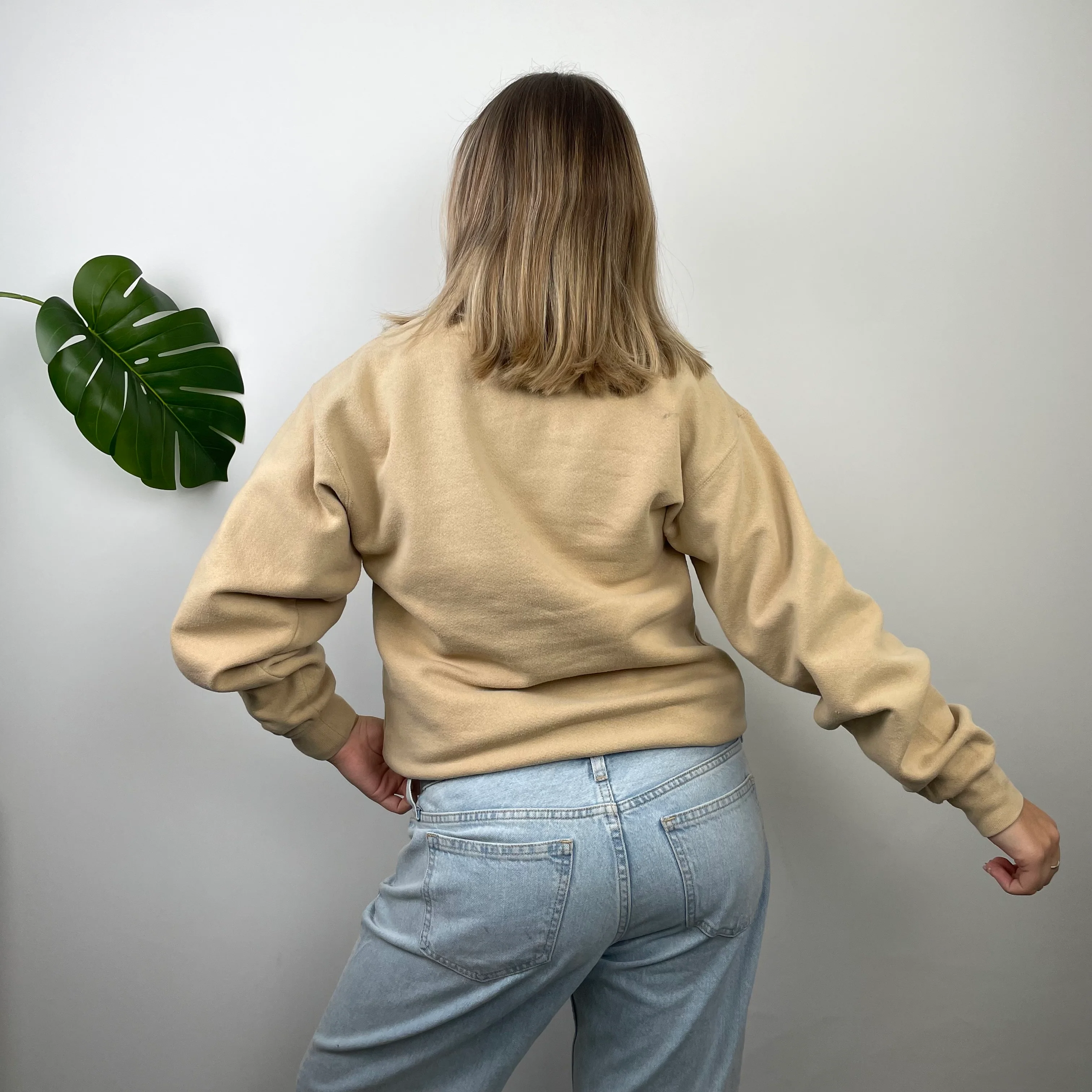 Nike Tan Embroidered Swoosh Quarter Zip Sweatshirt (M) - Image 4