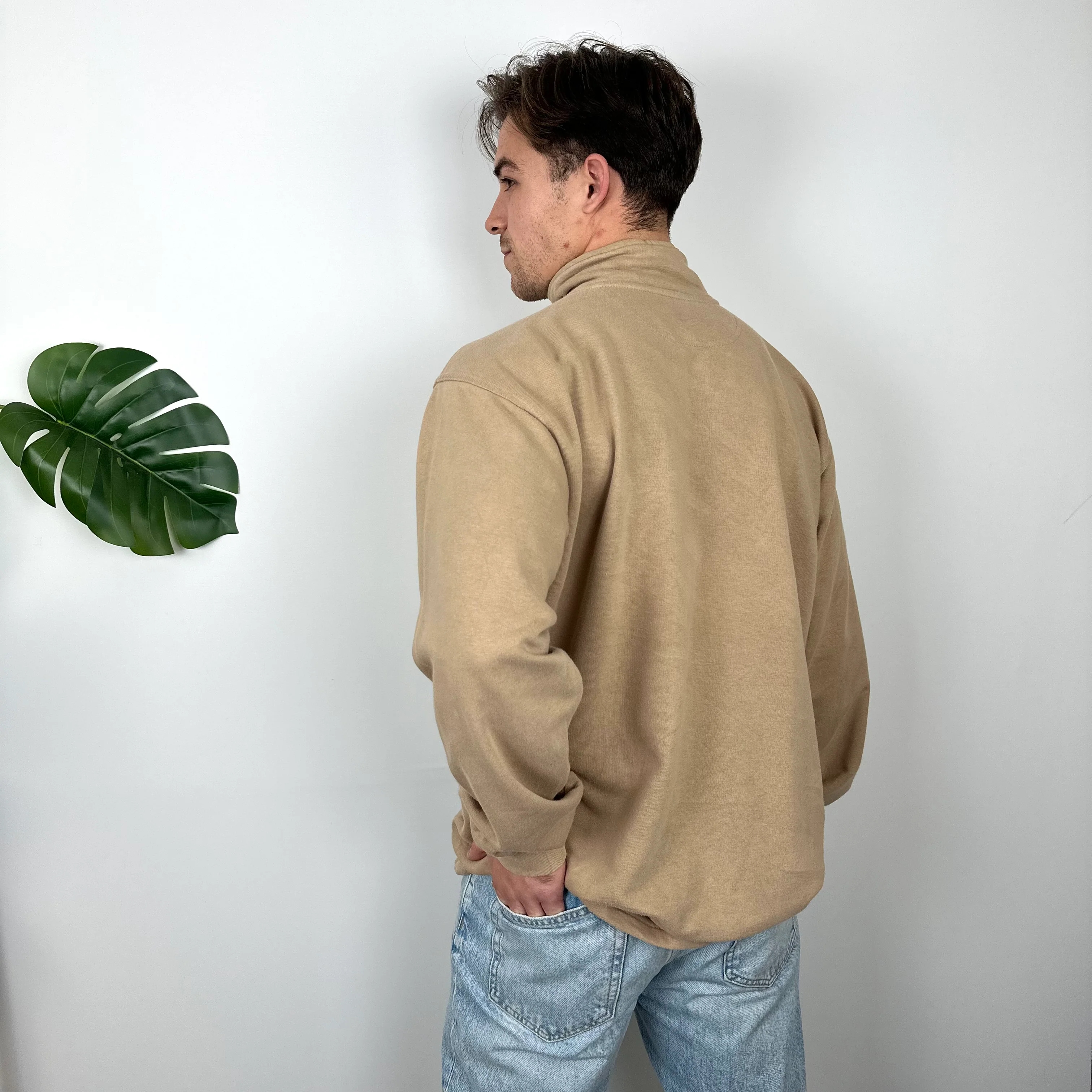 Nike Brown Embroidered Swoosh Quarter Zip Sweatshirt (L) - Image 8