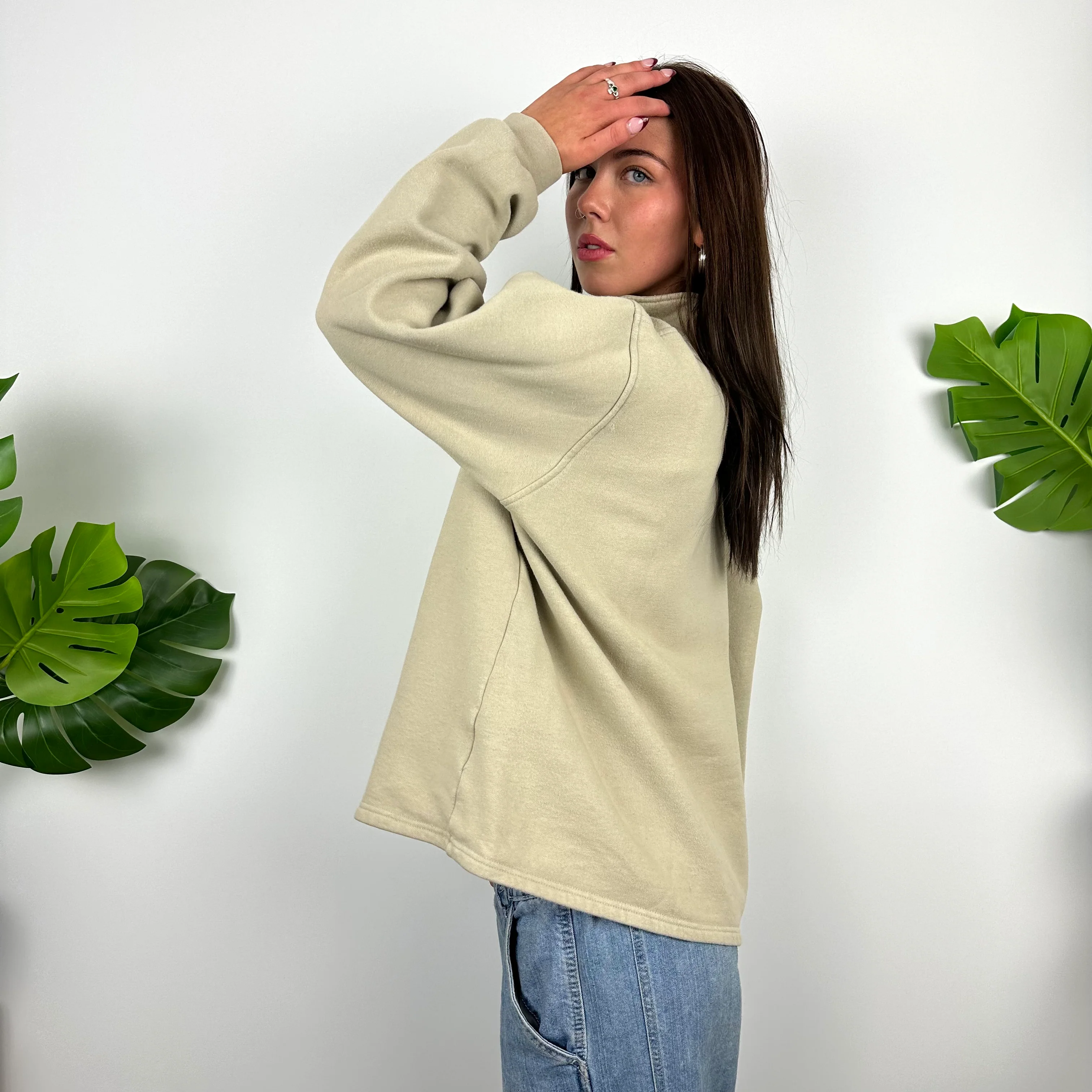 Nike Brown Embroidered Swoosh Quarter Zip Sweatshirt (M) - Image 4