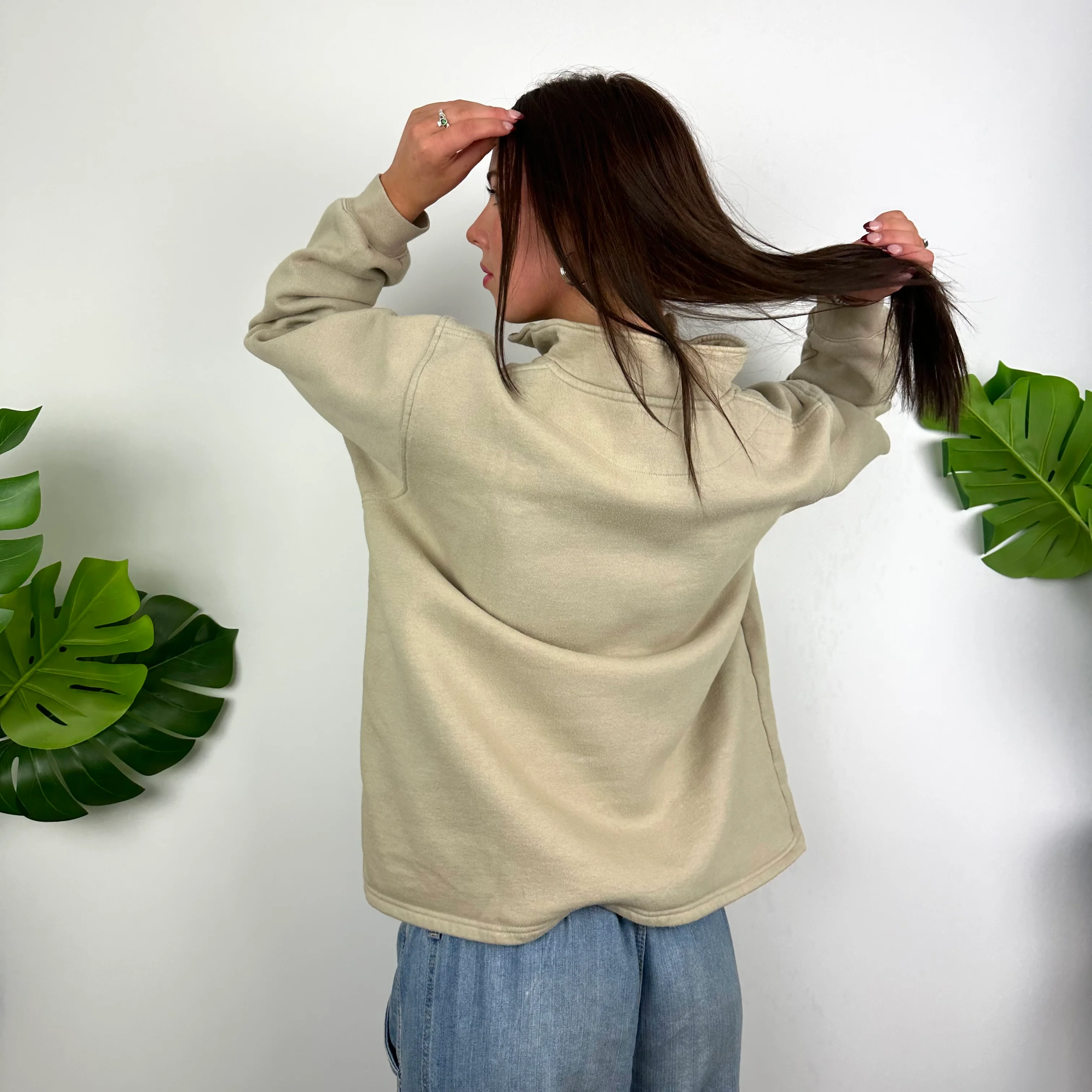 Nike Brown Embroidered Swoosh Quarter Zip Sweatshirt (M) - Image 7