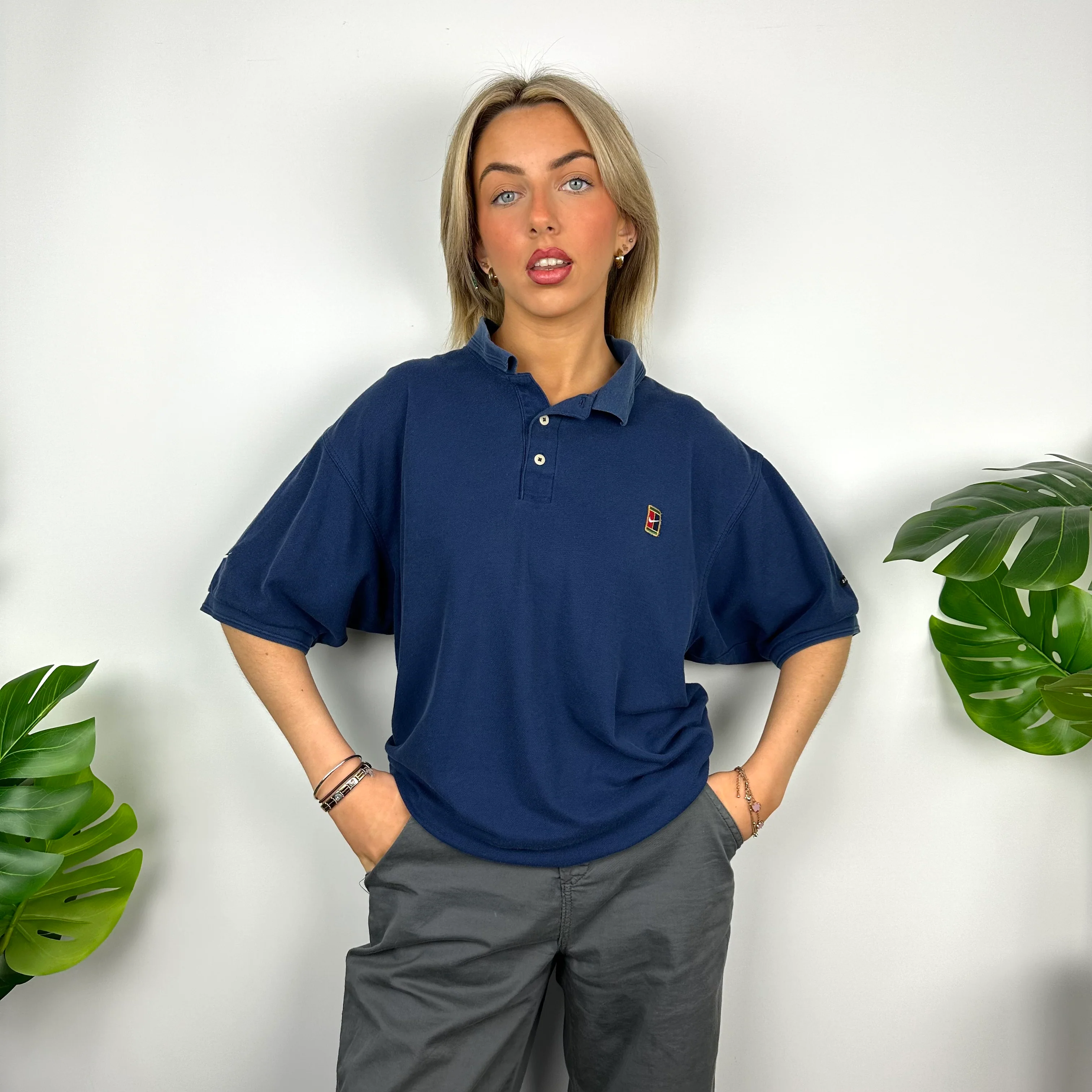 Nike Challenge Court Navy Embroidered Swoosh Polo Shirt (M)