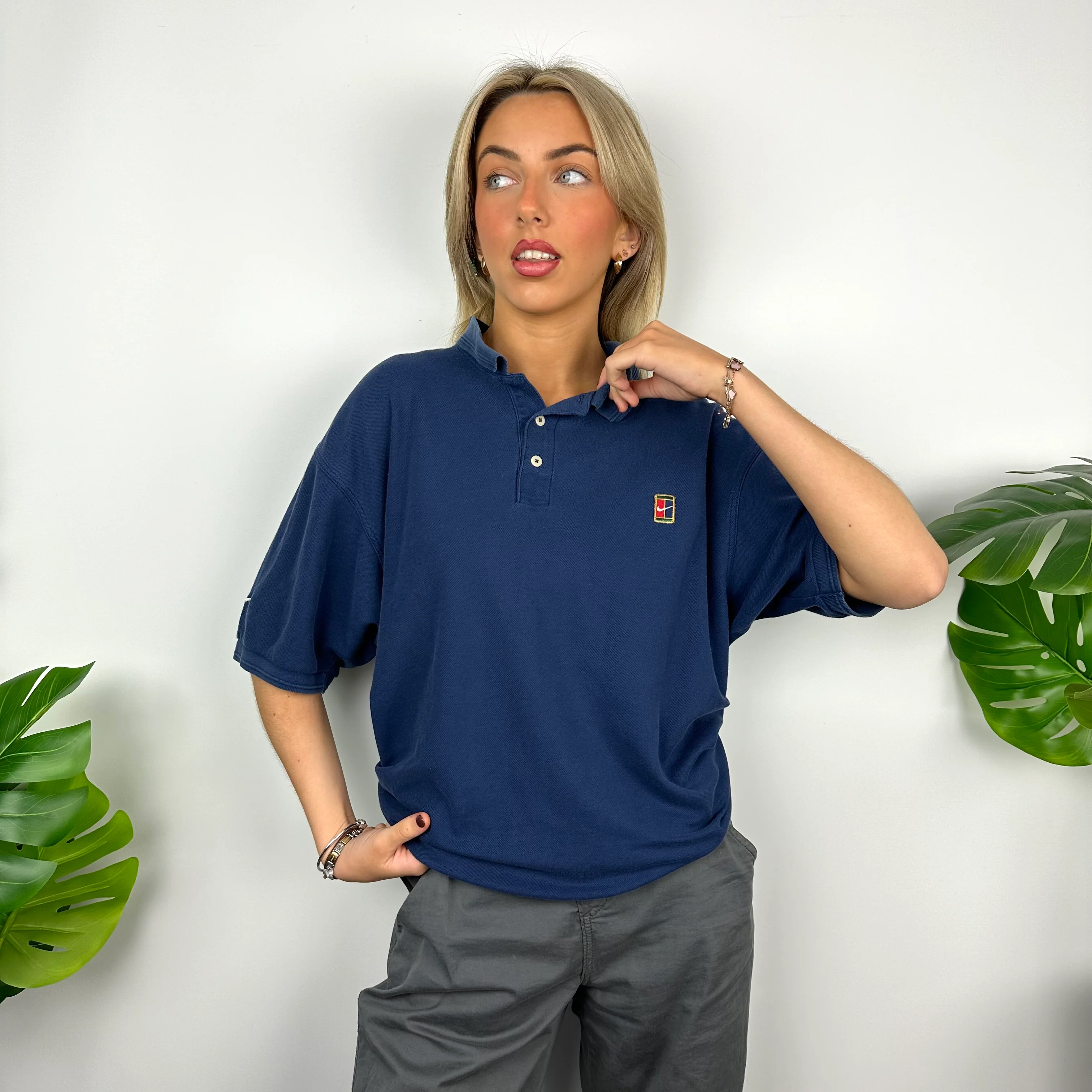 Nike Challenge Court Navy Embroidered Swoosh Polo Shirt (M) - Image 5
