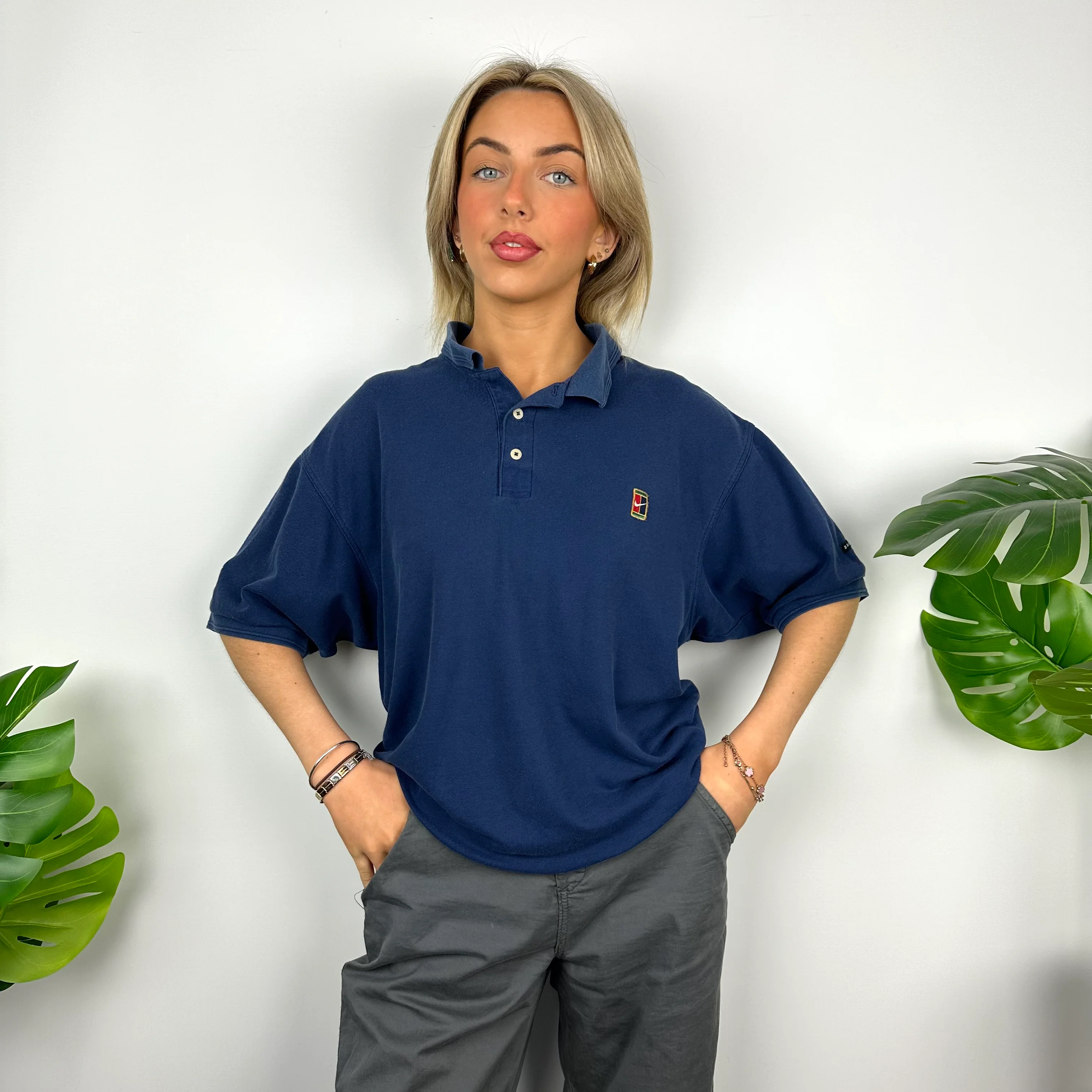 Nike Challenge Court Navy Embroidered Swoosh Polo Shirt (M) - Image 6