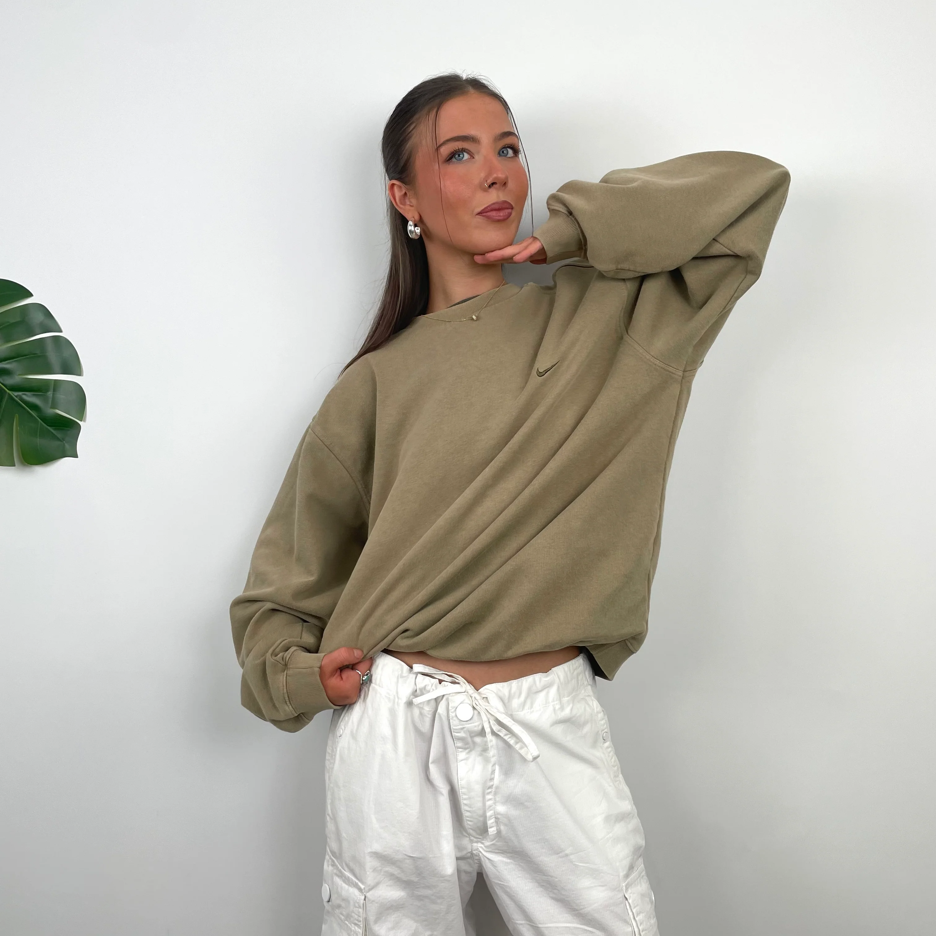 Nike Coffee Embroidered Swoosh Sweatshirt (L) - Image 2