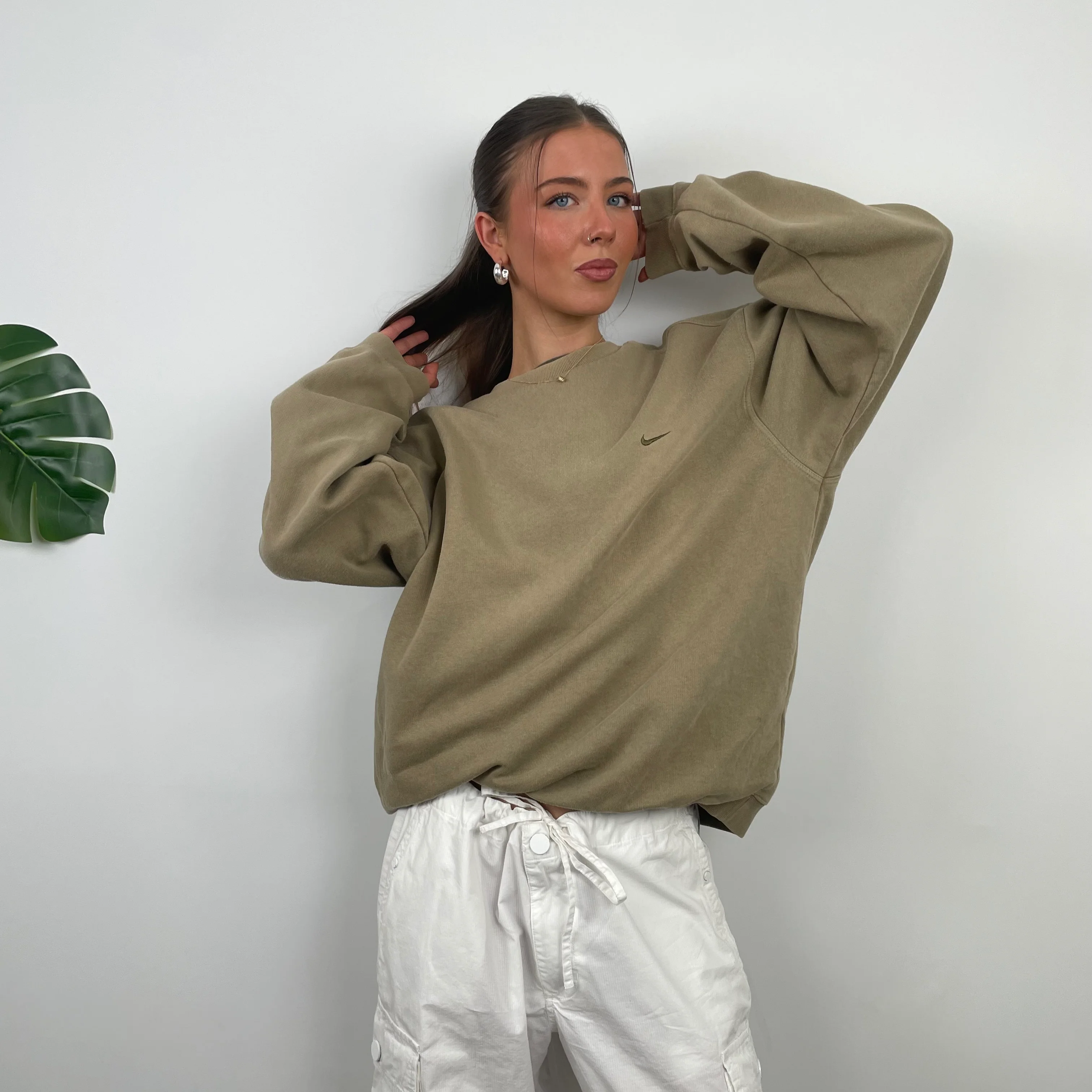 Nike Coffee Embroidered Swoosh Sweatshirt (L) - Image 4