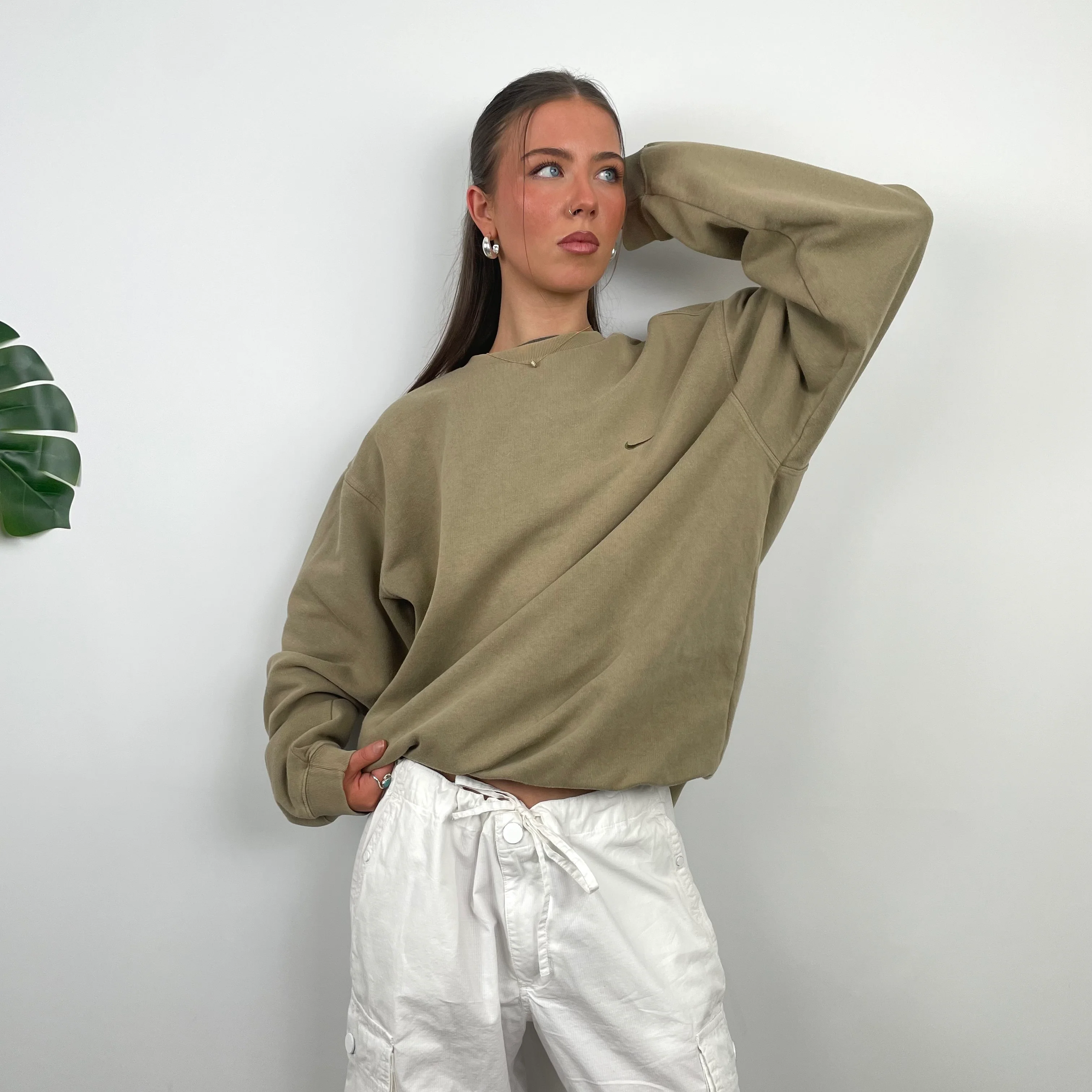 Nike Coffee Embroidered Swoosh Sweatshirt (L) - Image 5