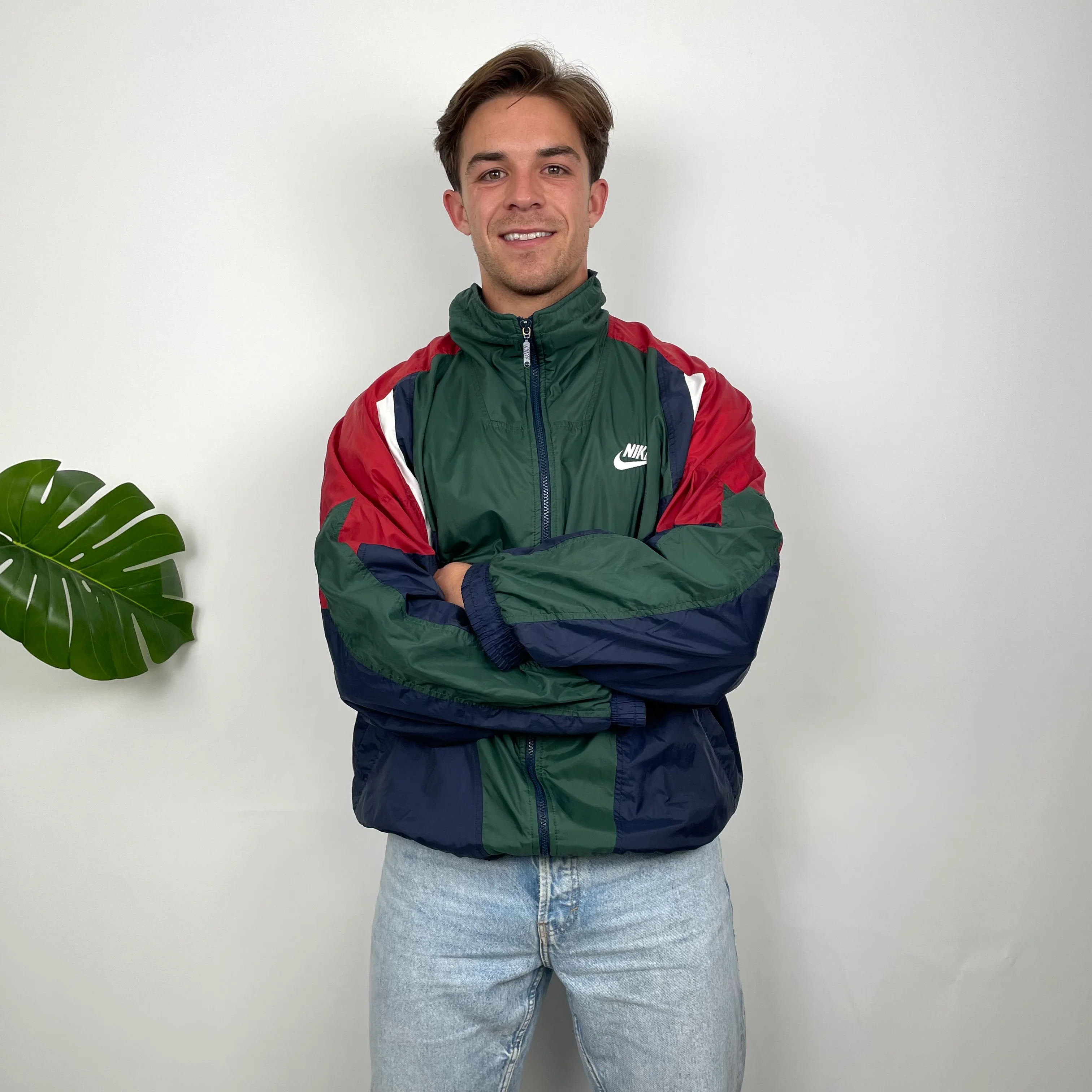 Nike Colour Block Embroidered Spell Out Windbreaker Jacket (XL) - Image 3