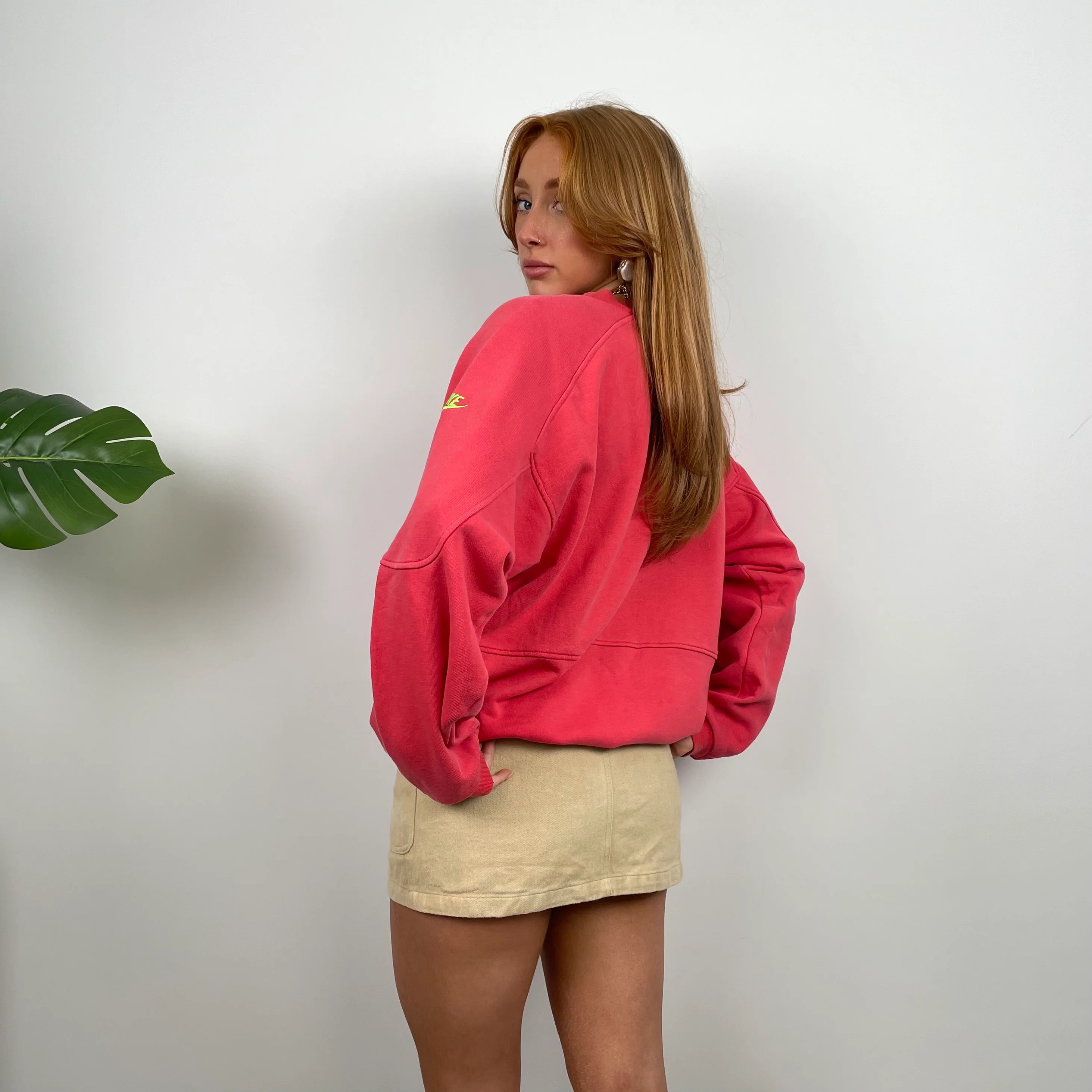 Nike Coral Embroidered Spell Out Sweatshirt (M) - Image 4