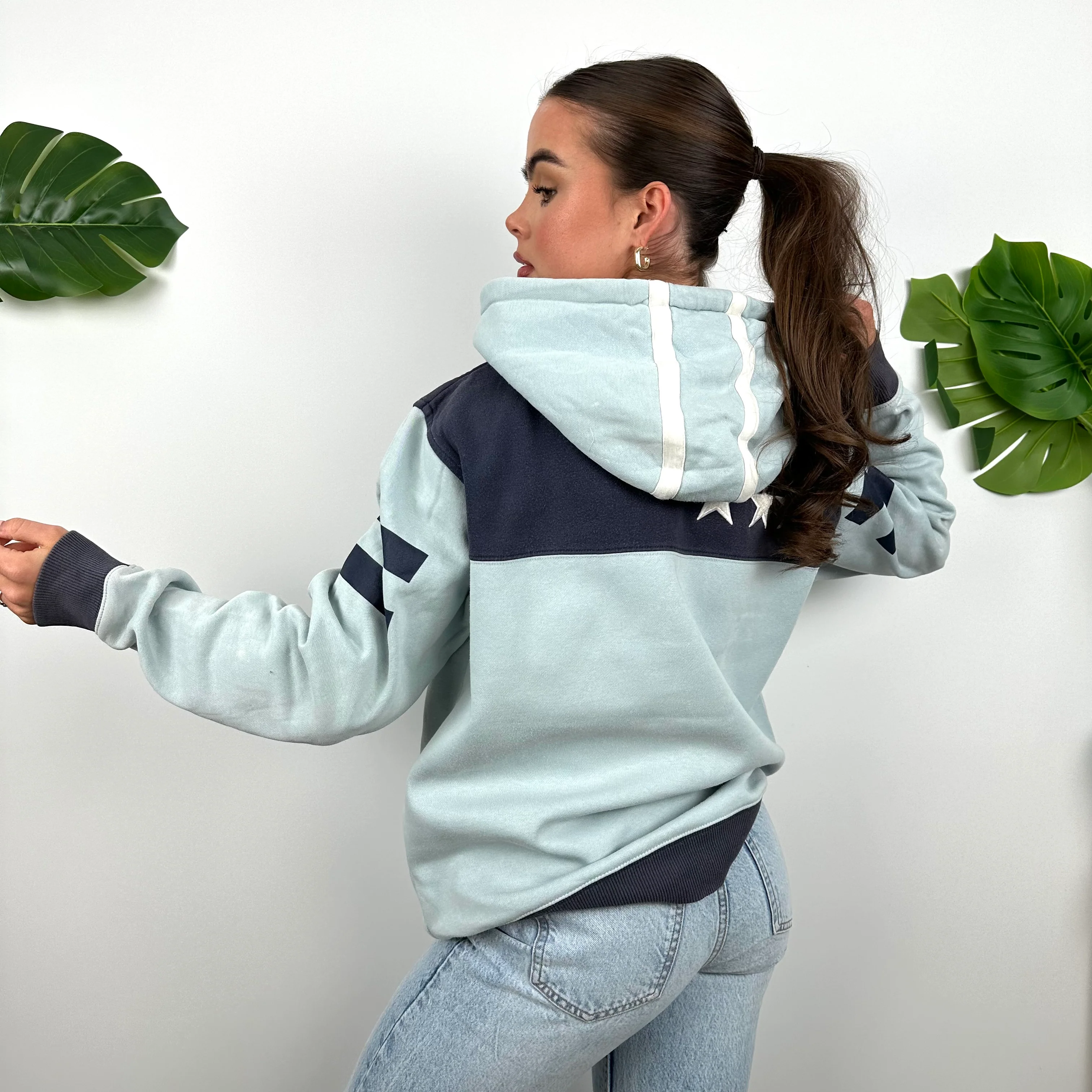 Nike Cortez Baby Blue Embroidered Spell Out Hoodie (M) - Image 6