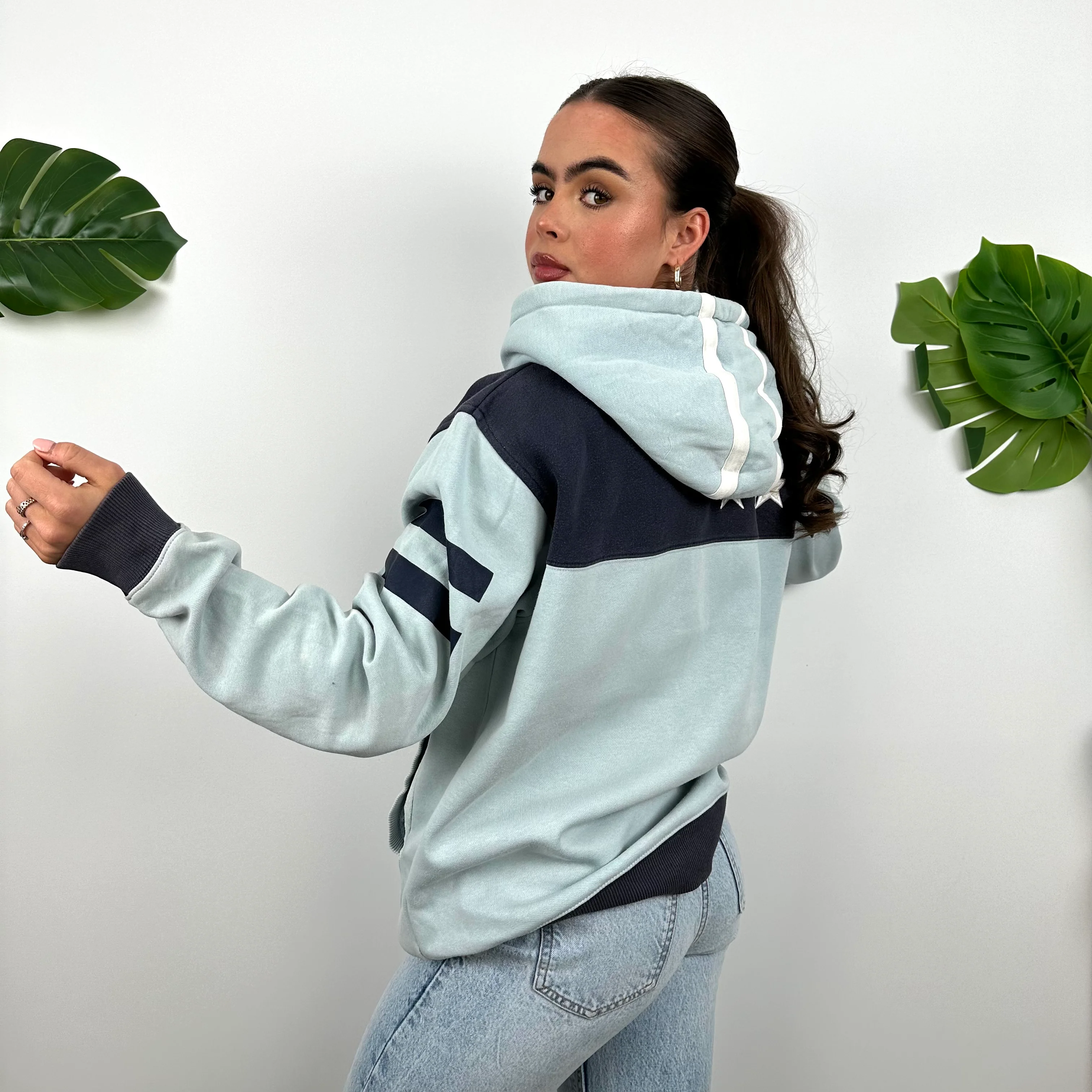 Nike Cortez Baby Blue Embroidered Spell Out Hoodie (M) - Image 7