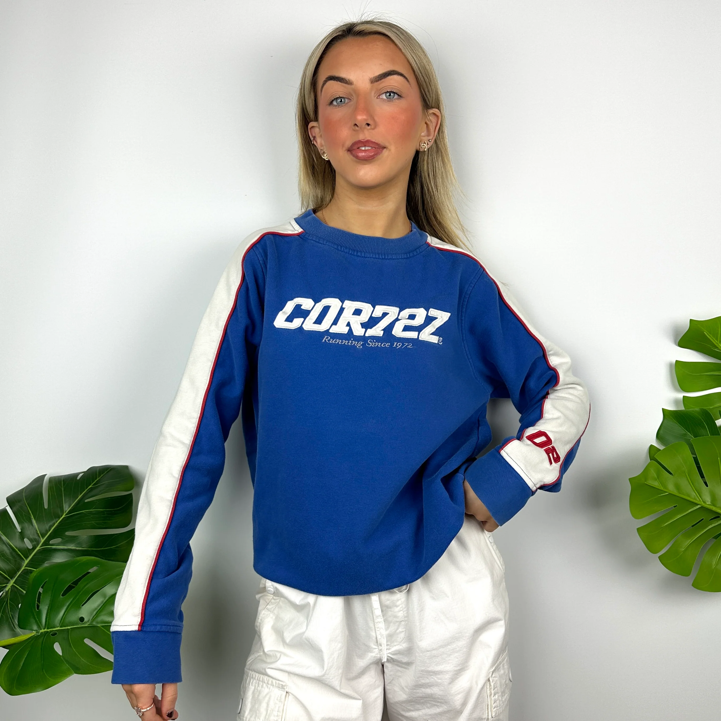 Nike Cortez Blue Embroidered Spell Out Sweatshirt (S)
