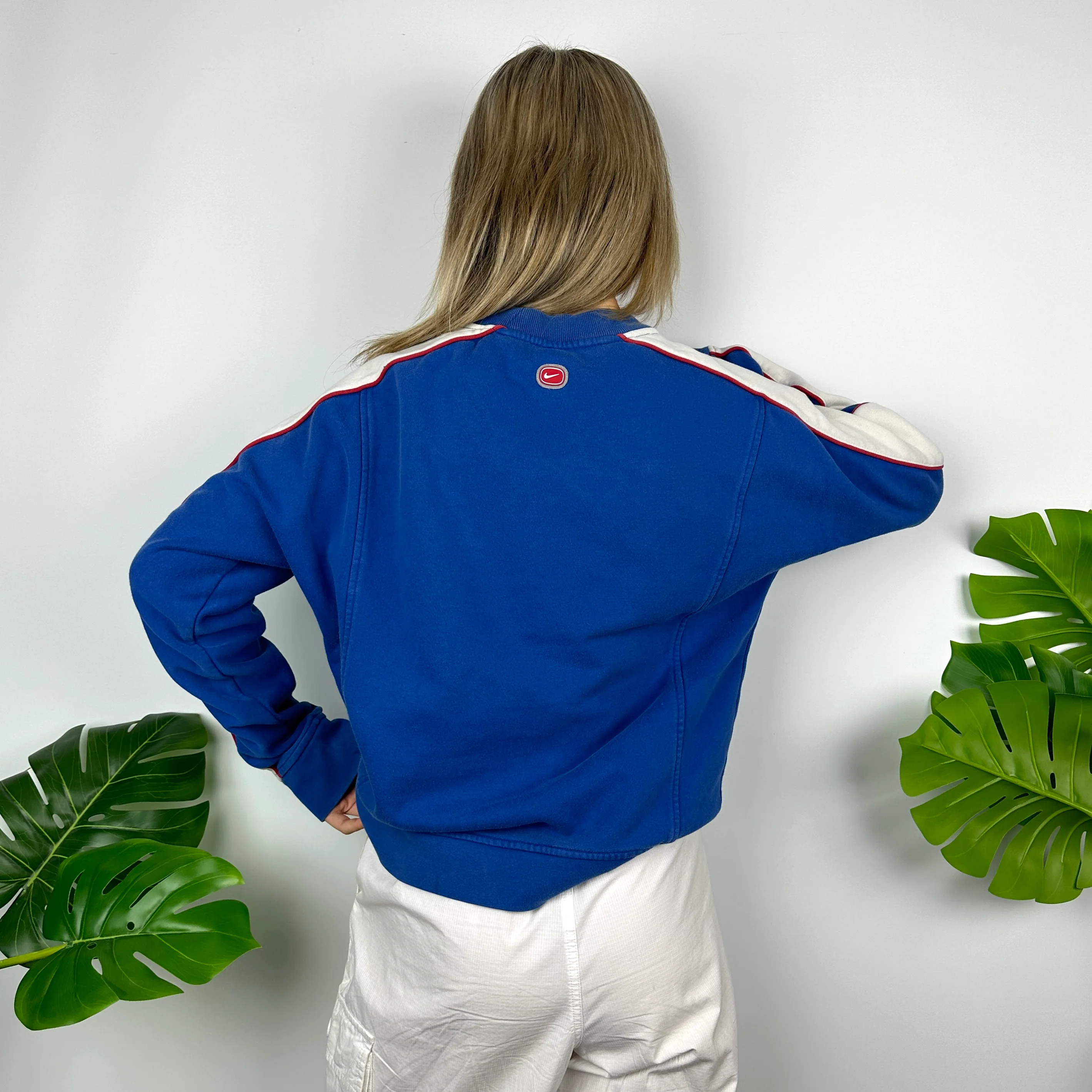 Nike Cortez Blue Embroidered Spell Out Sweatshirt (S) - Image 4