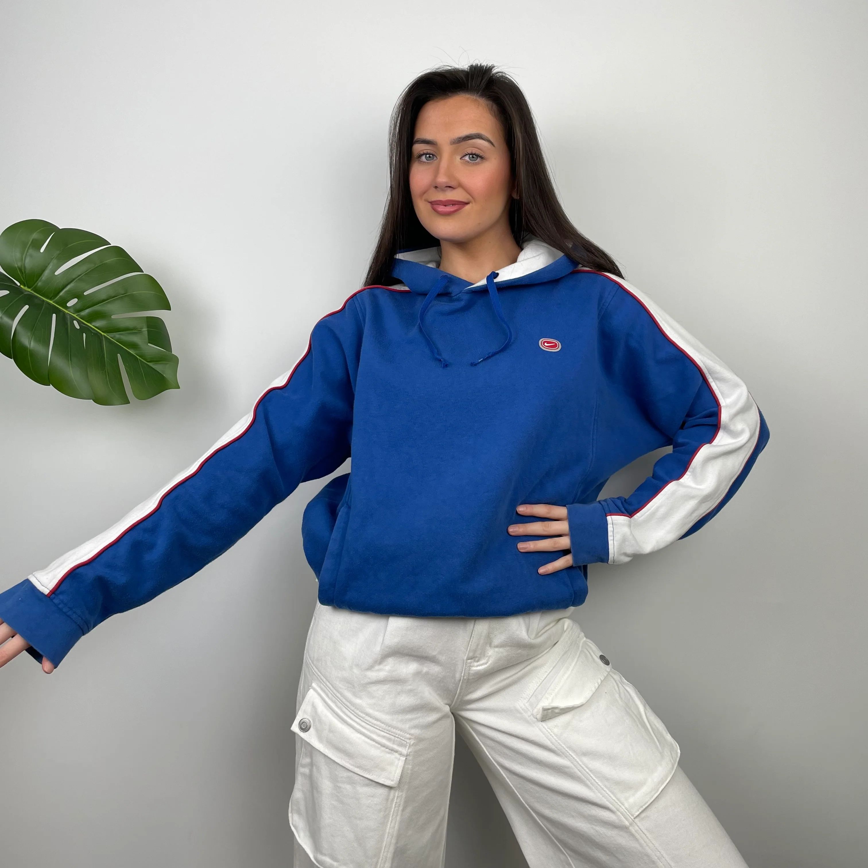 Nike Cortez Blue Embroidered Swoosh Hoodie (XL) - Image 2