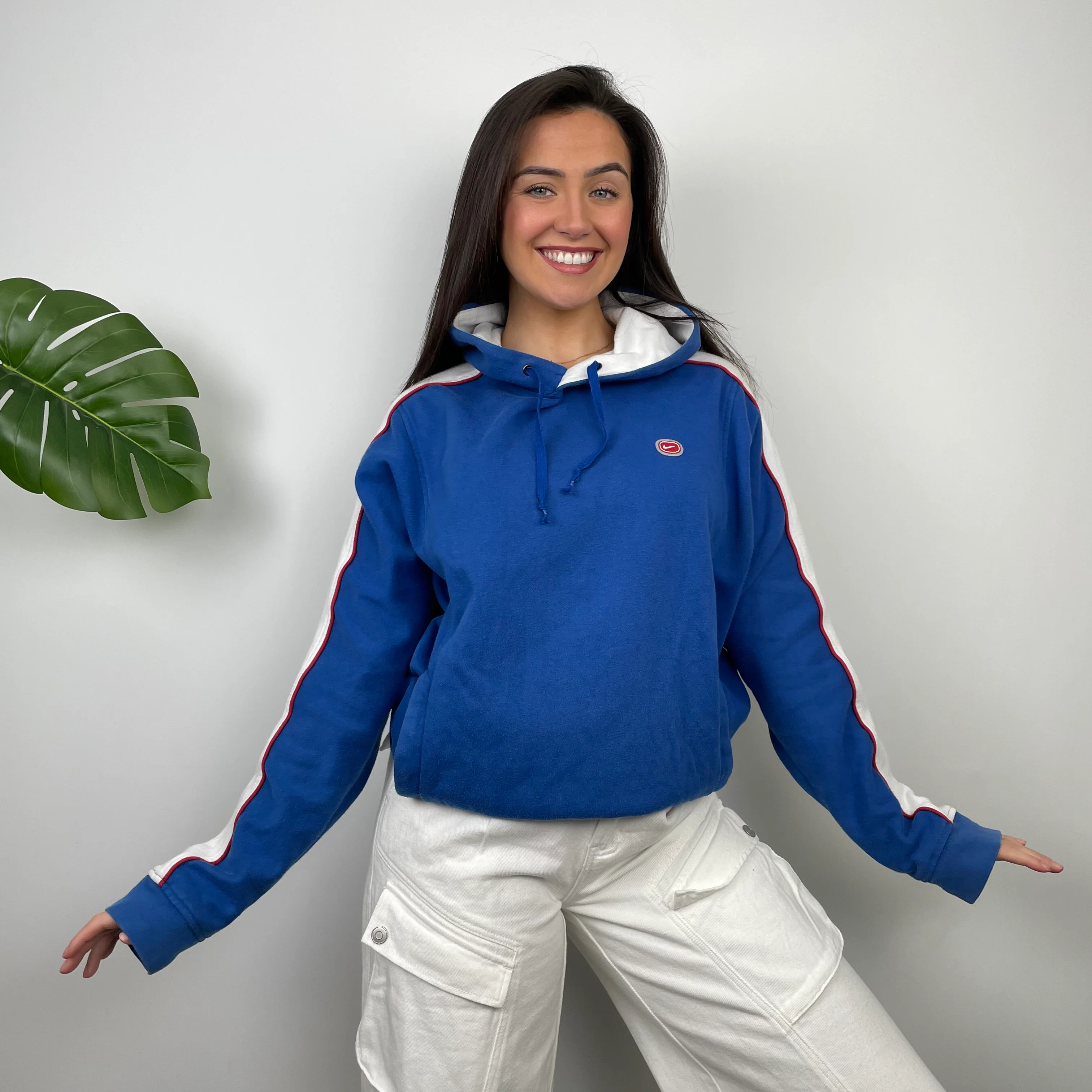 Nike Cortez Blue Embroidered Swoosh Hoodie (XL) - Image 4