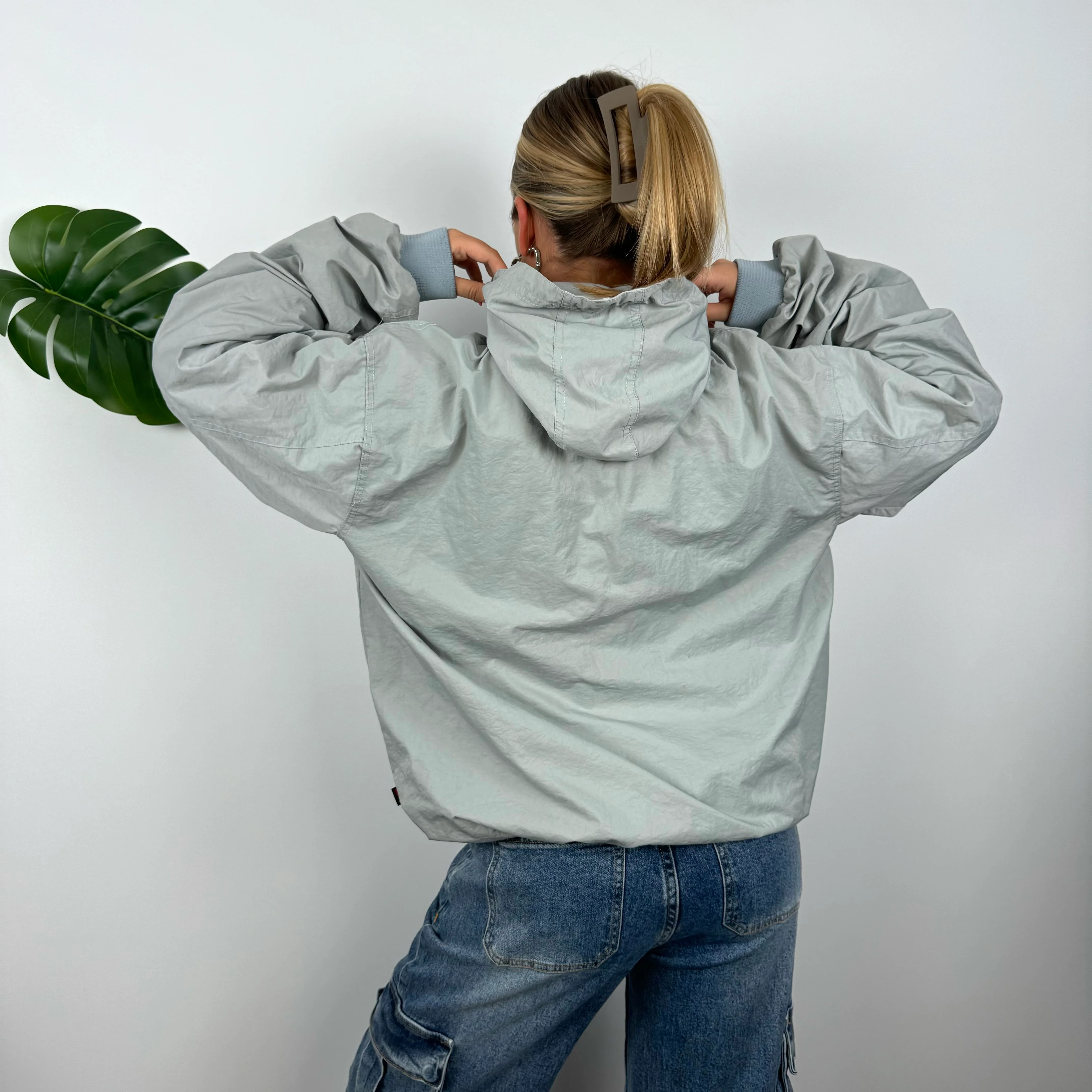 Nike Cortez Grey Embroidered Spell Out Quarter Zip Pullover Windbreaker Jacket (XL) - Image 10