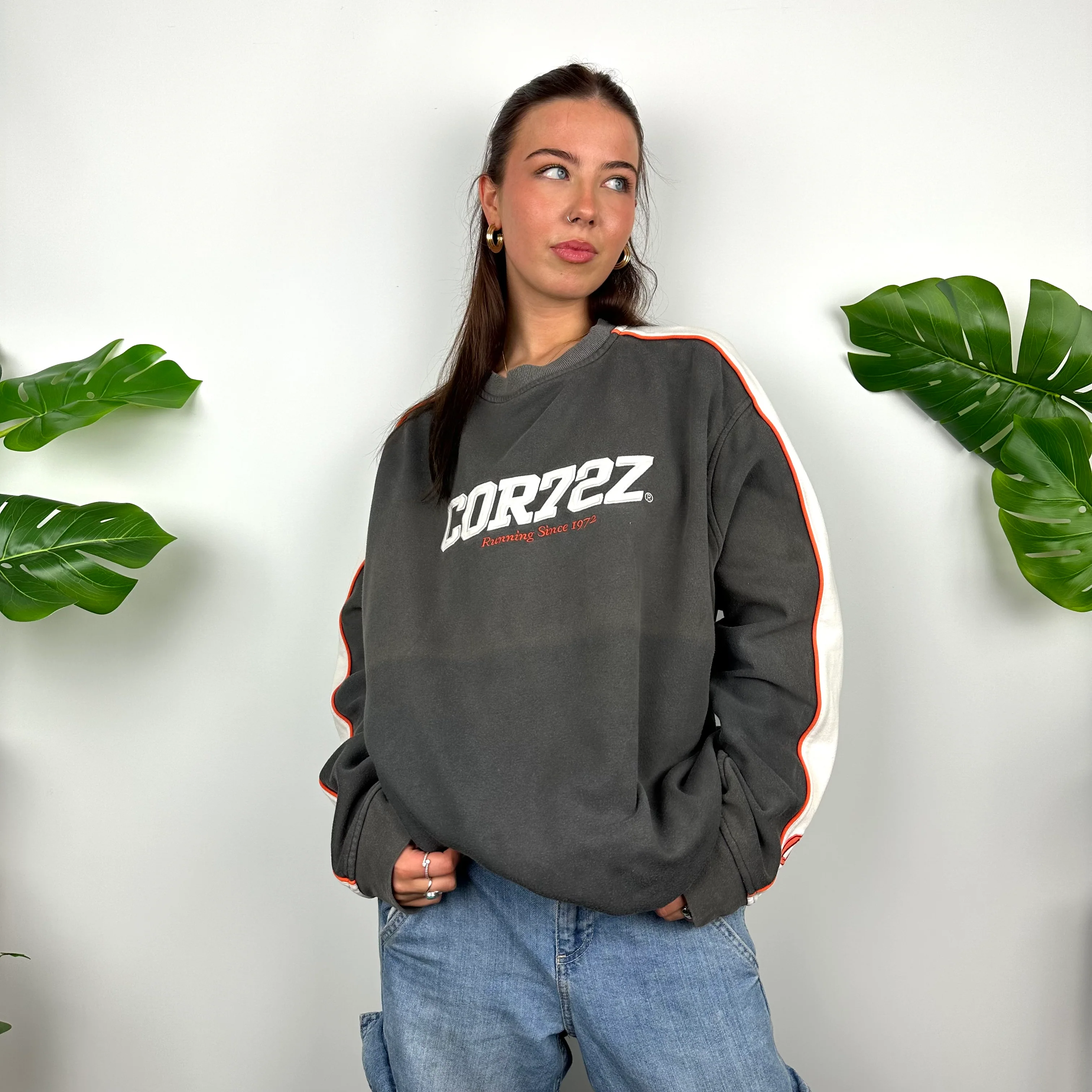 Nike Cortez Grey Embroidered Spell Out Sweatshirt (L) - Image 4
